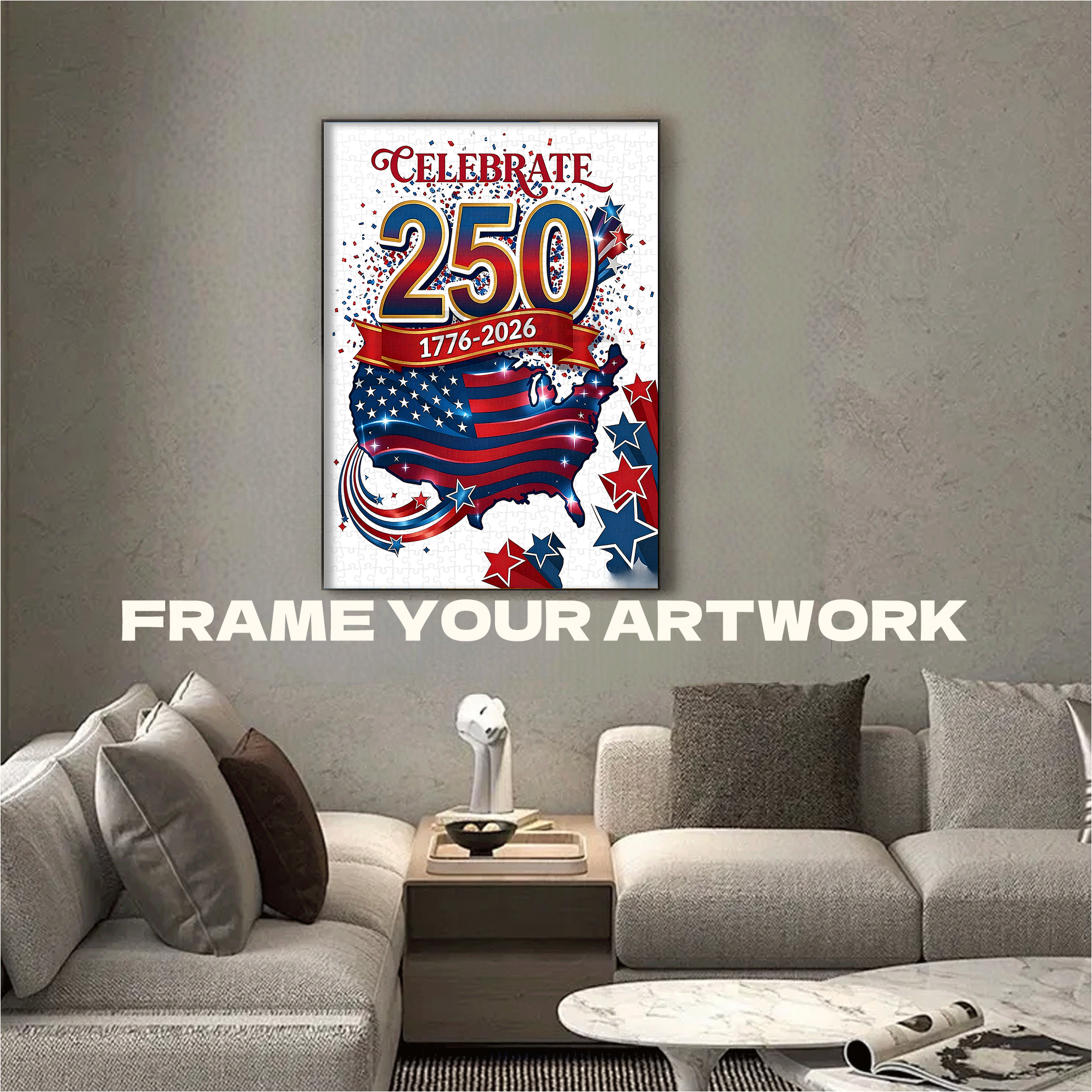 USA 250th Anniversary Graphic 500pcs/1000pcs Jigsaw Puzzle, Scratch-Resistant, Interactive Family Game & Brain-Boosting DIY Decor, Perfect for Halloween, Christmas & New Year Gifts, Family Puzzle Game