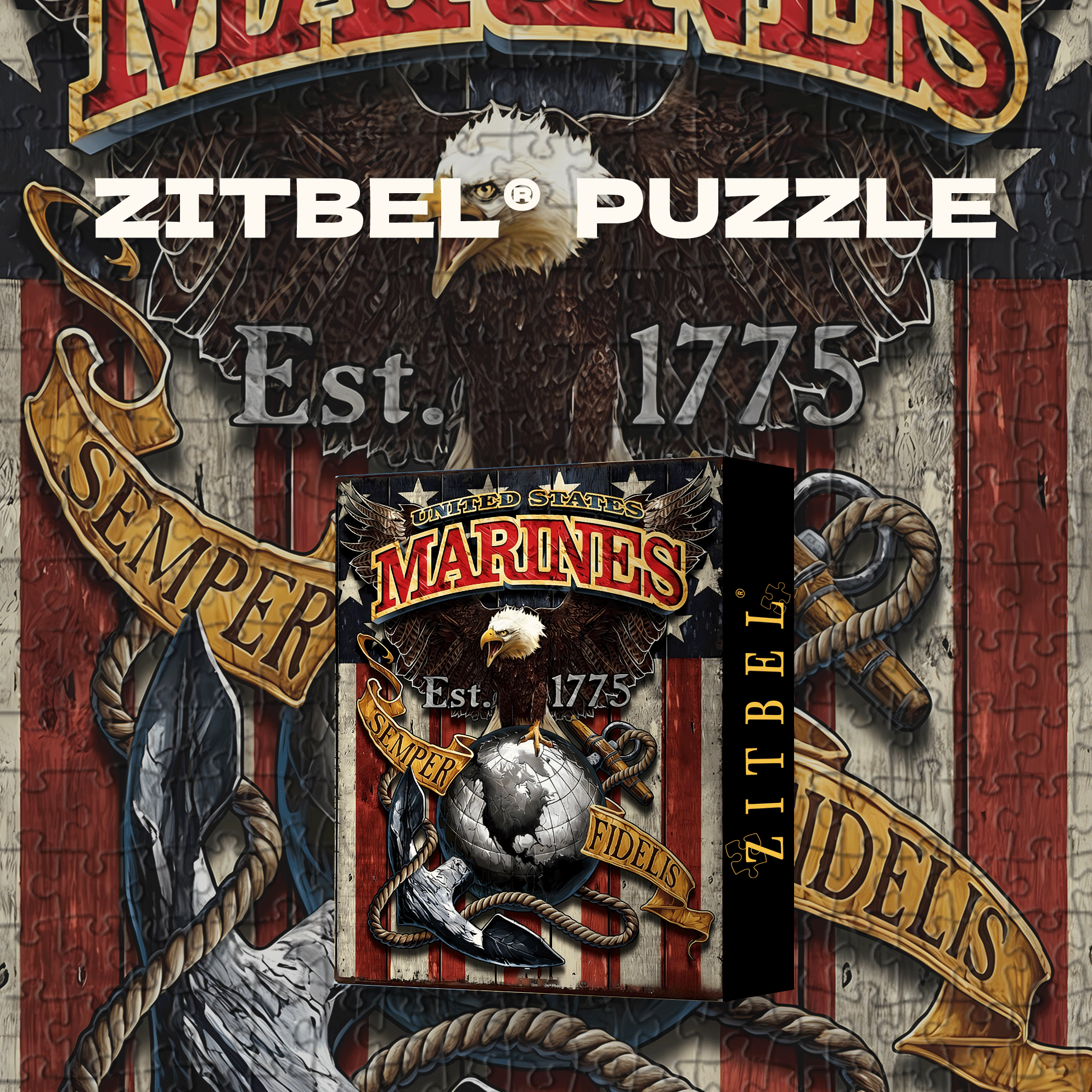 USA Marine Corps 500pcs/1000pcs Jigsaw Puzzle, Scratch-Resistant, Interactive Family Game & Brain-Boosting DIY Decor, Perfect for Halloween, Christmas & New Year Gifts, Family Puzzle Game