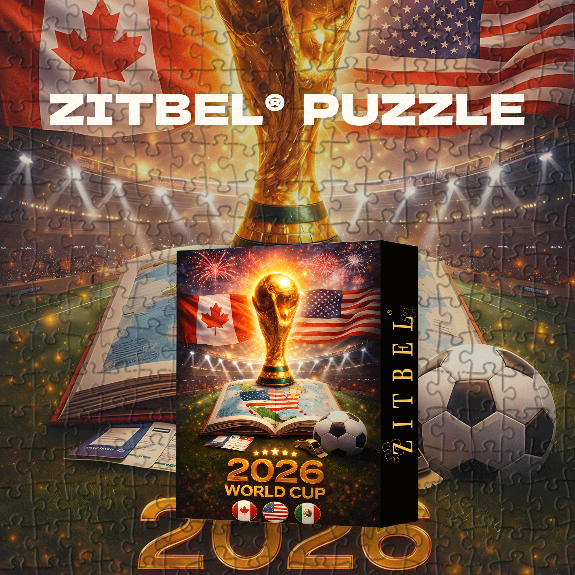 World Cup 2026 Ultimate Travel Guide (USA, Canada & Mexico) 500pcs/1000pcs Jigsaw Puzzle, Scratch-Resistant, Interactive Family Game & Brain-Boosting DIY Decor, Perfect for Halloween, Christmas & New Year Gifts, Family Puzzle Game