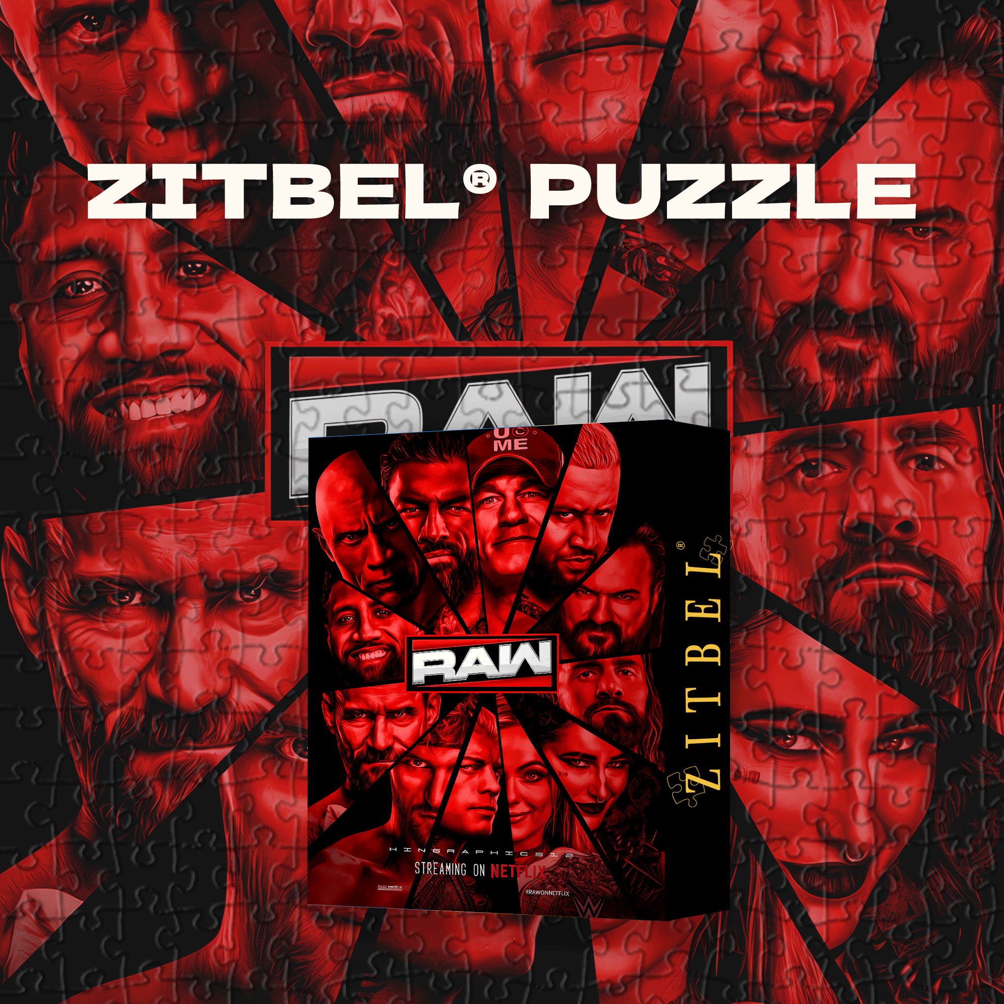 WWE RAW All-Star Cast 500pcs/1000pcs Jigsaw Puzzle, Scratch-Resistant, Interactive Family Game & Brain-Boosting DIY Decor, Perfect for Halloween, Christmas & New Year Gifts, Family Puzzle Game