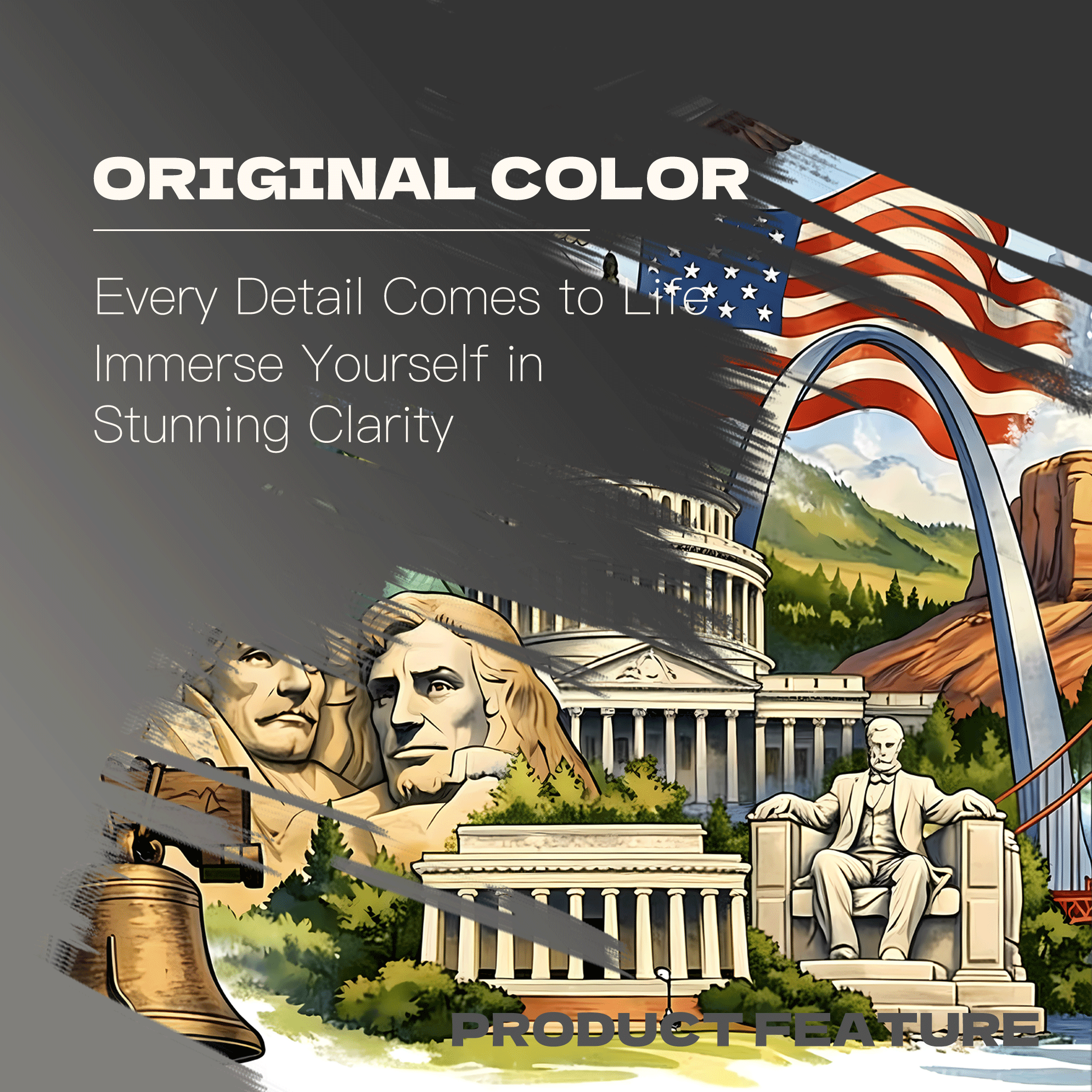 A Collage Of American Symbols And Landmarks 500pcs/1000pcs Jigsaw Puzzle, Scratch-Resistant, Interactive Family Game & Brain-Boosting DIY Decor, Perfect for Halloween, Christmas & New Year Gifts, Family Puzzle Game