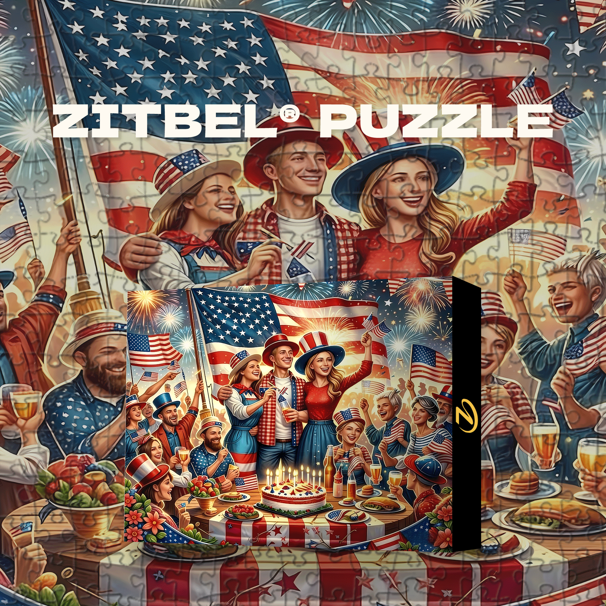 A Joyful Gathering On American Independence Day 500pcs/1000pcs Jigsaw Puzzle, Scratch-Resistant, Interactive Family Game & Brain-Boosting DIY Decor, Perfect for Halloween, Christmas & New Year Gifts, Family Puzzle Game