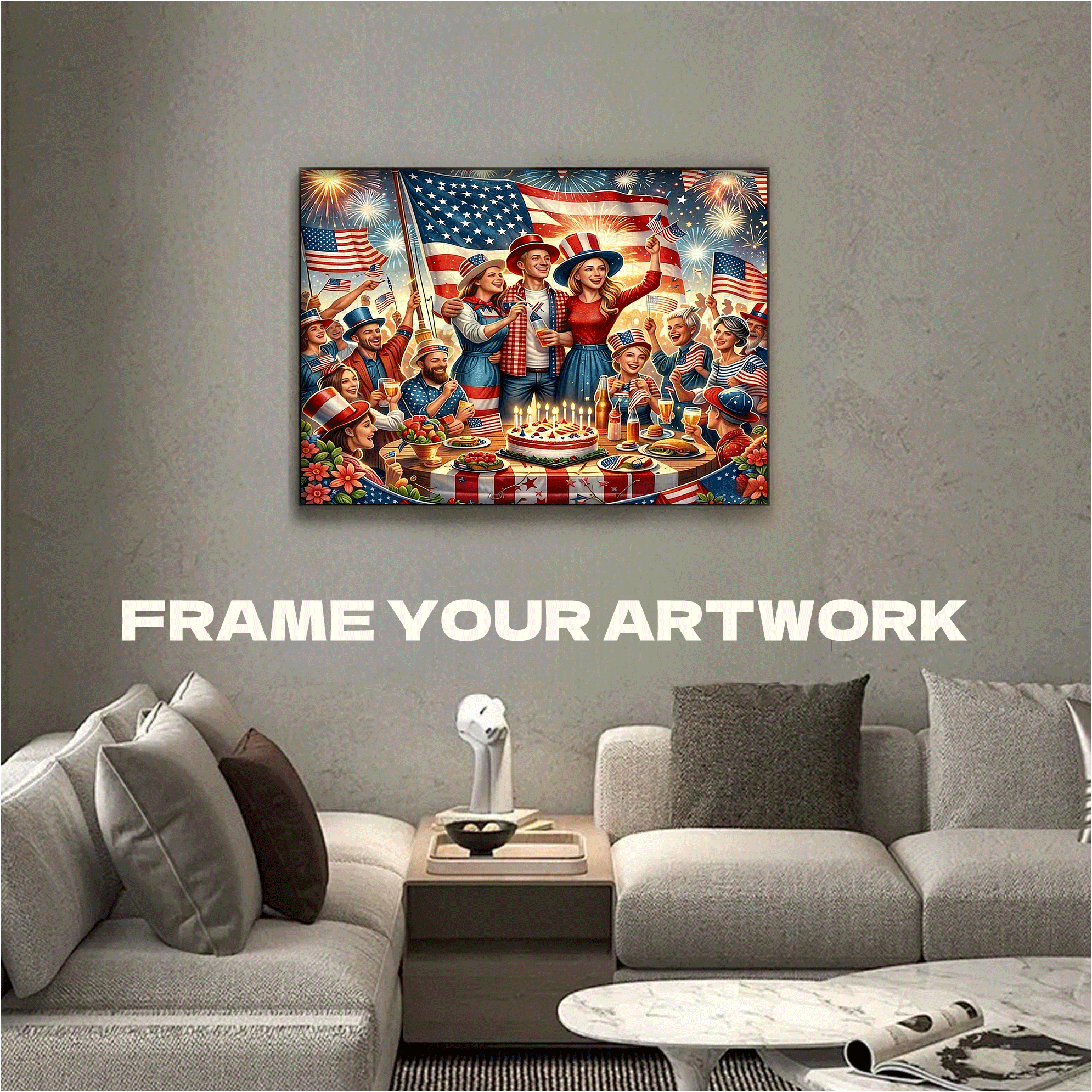 A Joyful Gathering On American Independence Day 500pcs/1000pcs Jigsaw Puzzle, Scratch-Resistant, Interactive Family Game & Brain-Boosting DIY Decor, Perfect for Halloween, Christmas & New Year Gifts, Family Puzzle Game