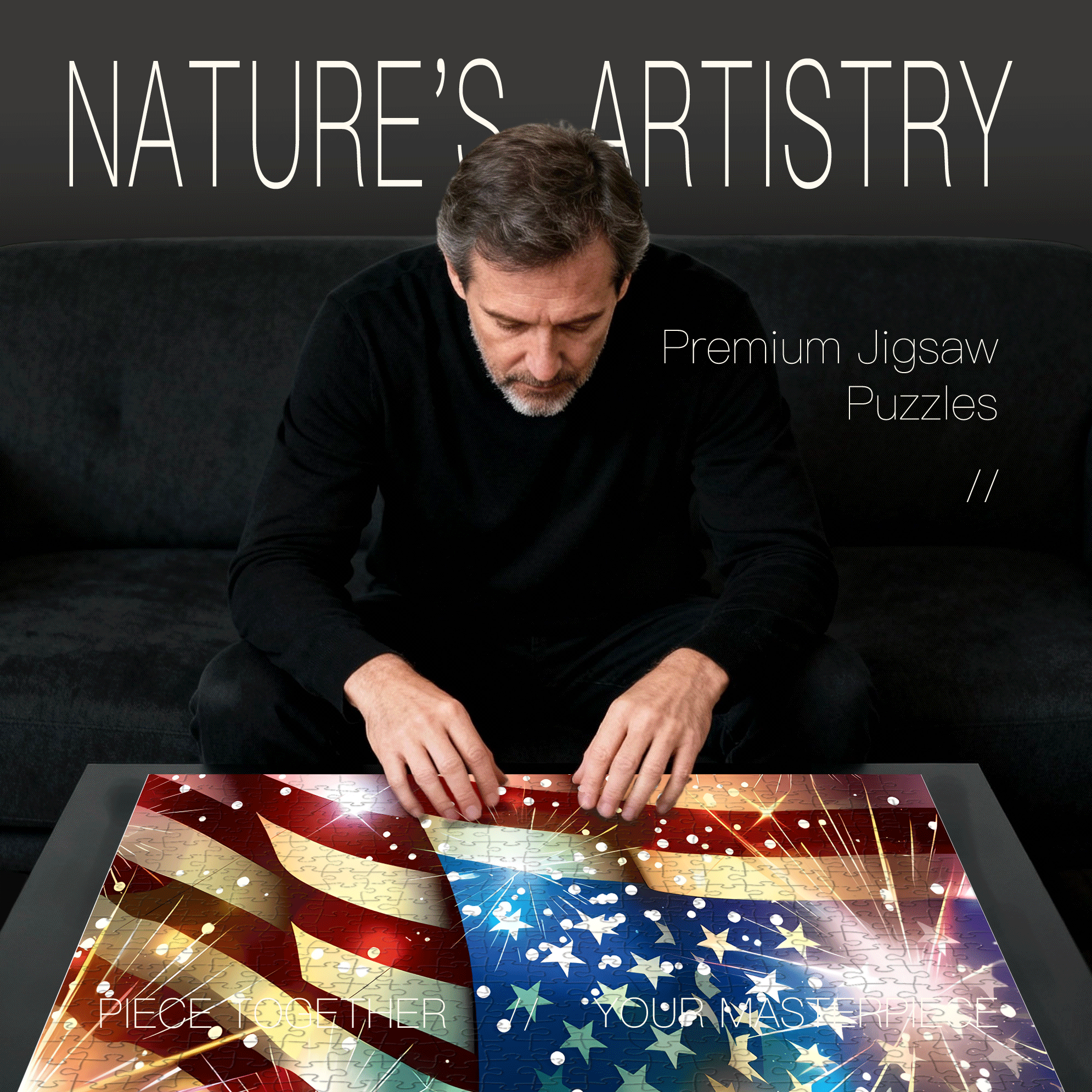 American Flag 500pcs/1000pcs Jigsaw Puzzle, Scratch-Resistant, Interactive Family Game & Brain-Boosting DIY Decor, Perfect for Halloween, Christmas & New Year Gifts, Family Puzzle Game