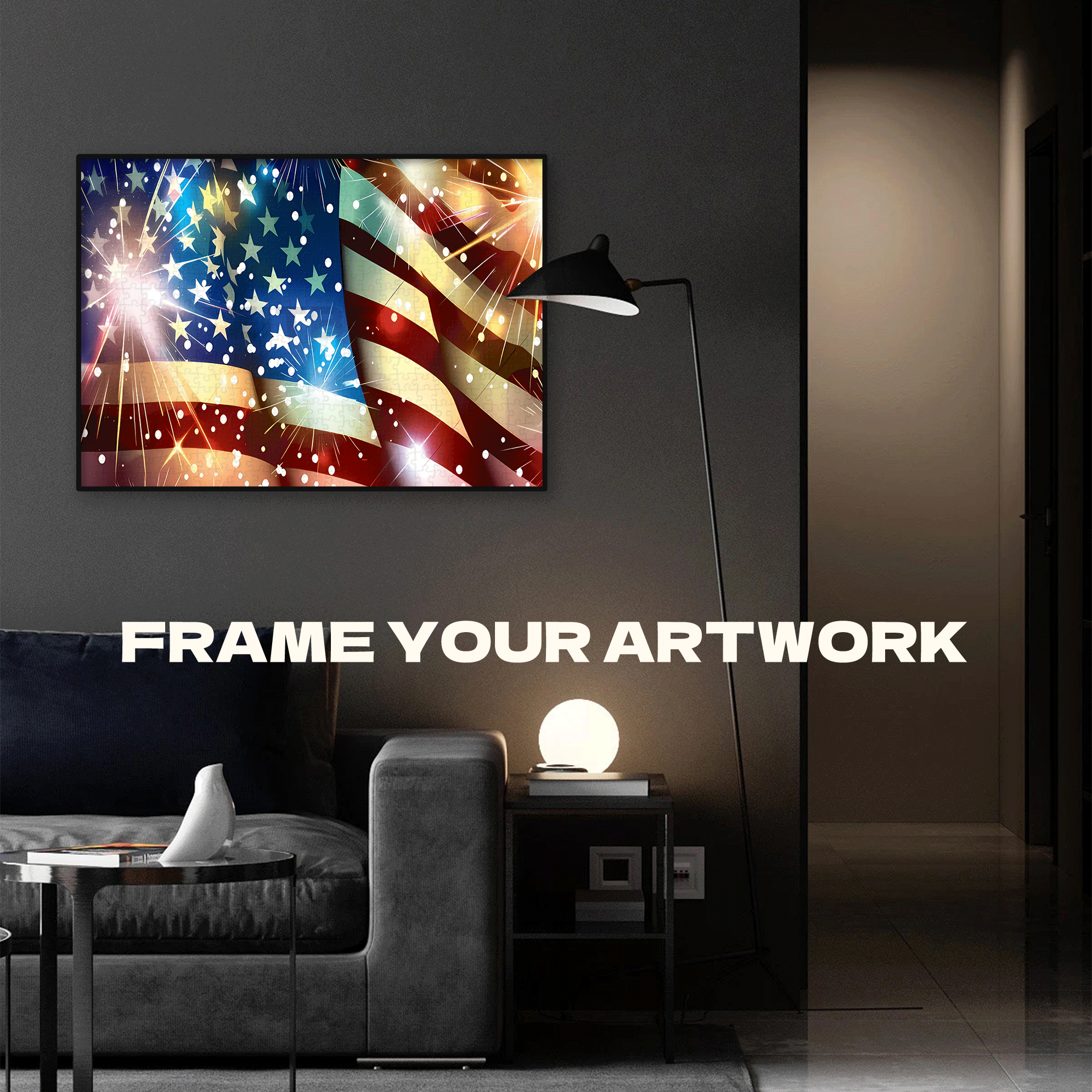 American Flag 500pcs/1000pcs Jigsaw Puzzle, Scratch-Resistant, Interactive Family Game & Brain-Boosting DIY Decor, Perfect for Halloween, Christmas & New Year Gifts, Family Puzzle Game