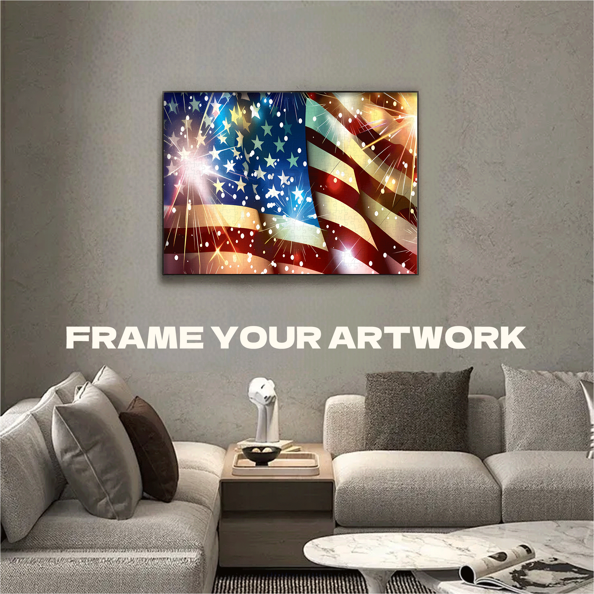 American Flag 500pcs/1000pcs Jigsaw Puzzle, Scratch-Resistant, Interactive Family Game & Brain-Boosting DIY Decor, Perfect for Halloween, Christmas & New Year Gifts, Family Puzzle Game