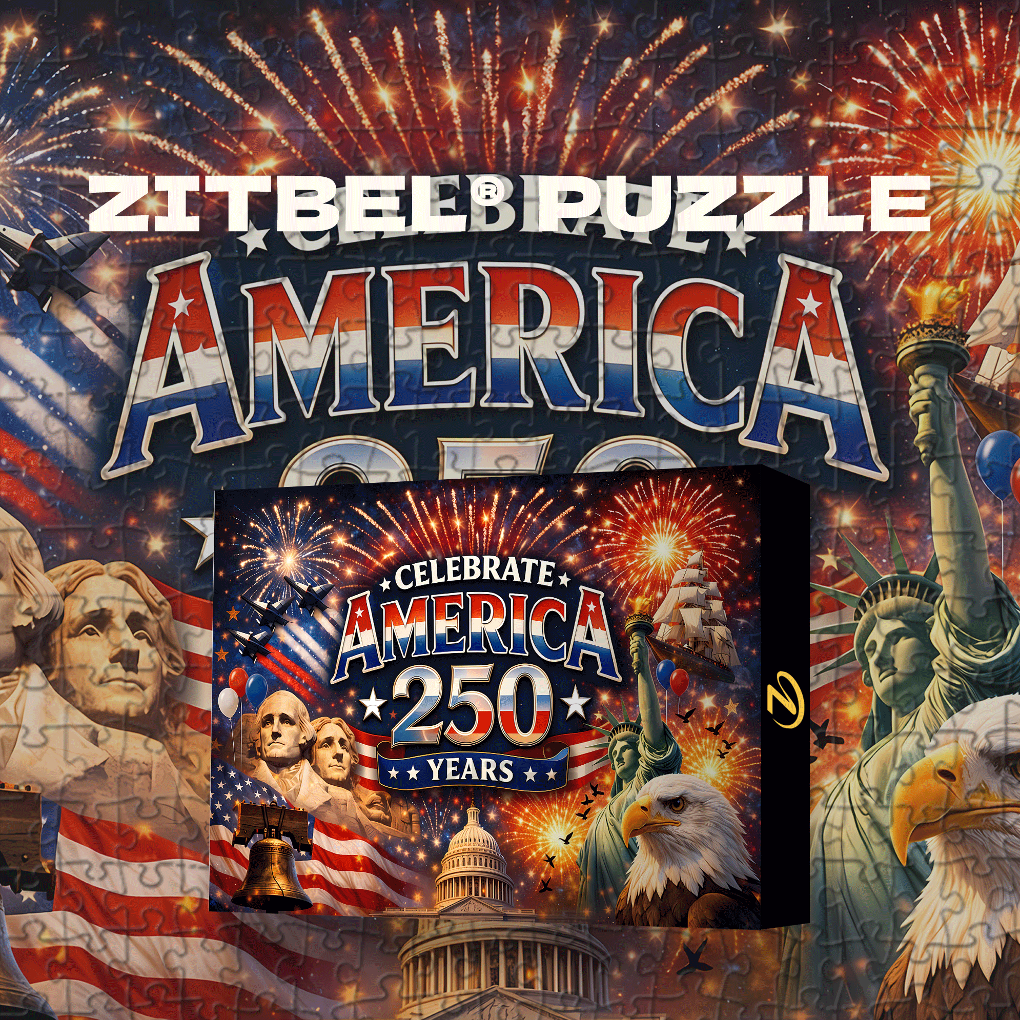 Celebrate America's Birthday 2026 500pcs/1000pcs Jigsaw Puzzle, Scratch-Resistant, Interactive Family Game & Brain-Boosting DIY Decor, Perfect for Halloween, Christmas & New Year Gifts, Family Puzzle Game