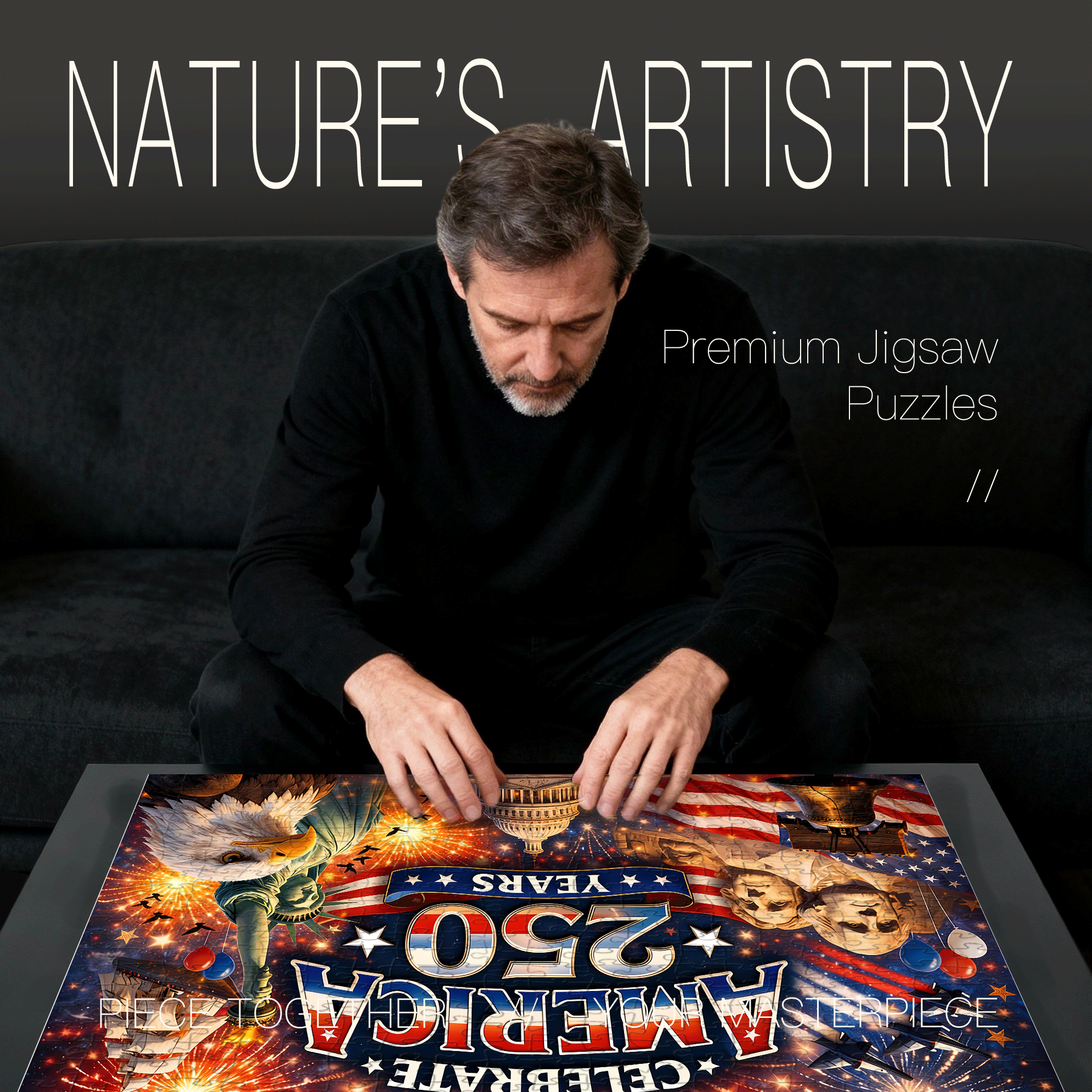 Celebrate America's Birthday 2026 500pcs/1000pcs Jigsaw Puzzle, Scratch-Resistant, Interactive Family Game & Brain-Boosting DIY Decor, Perfect for Halloween, Christmas & New Year Gifts, Family Puzzle Game