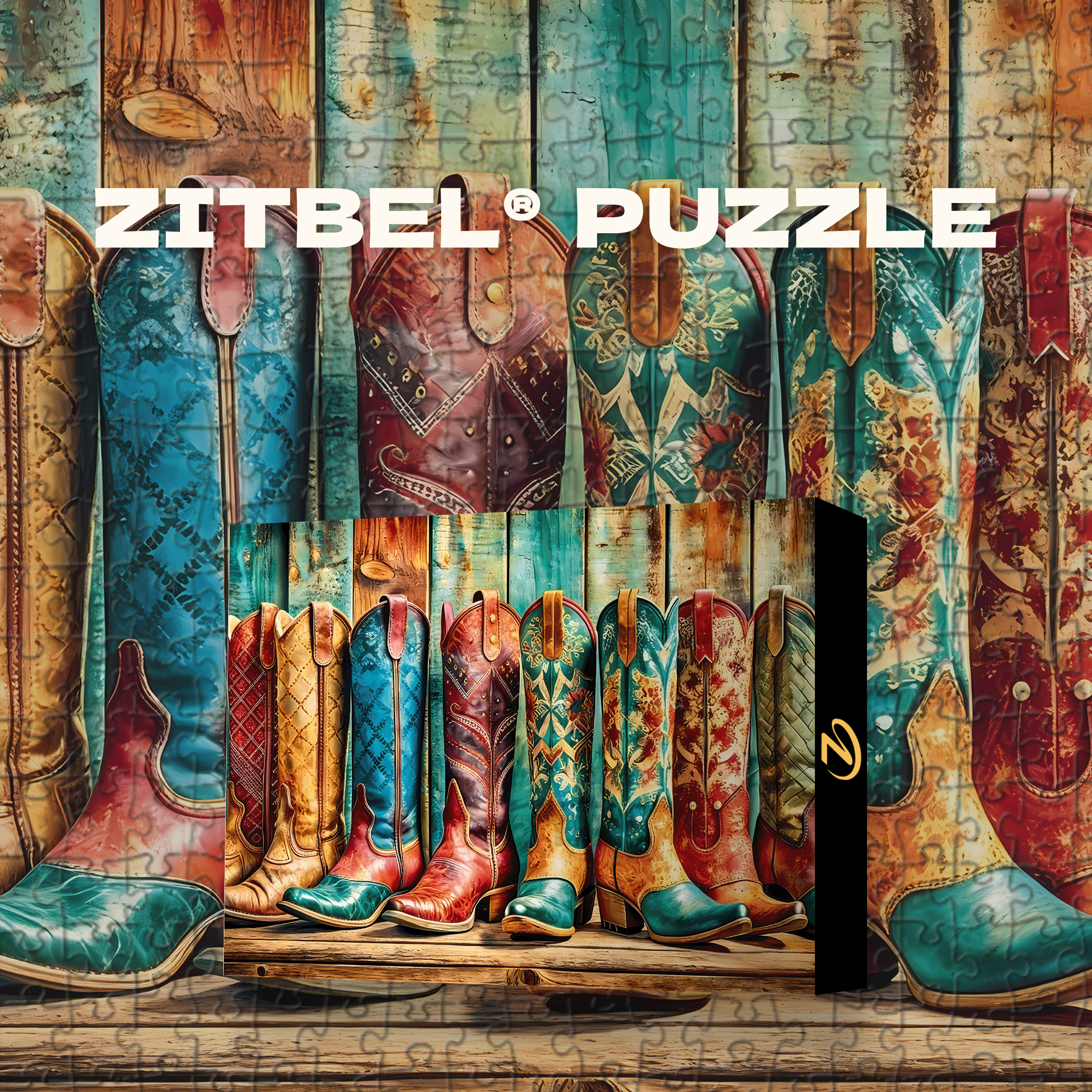 Colorful Cowboy Boots 500pcs/1000pcs Jigsaw Puzzle, Scratch-Resistant, Interactive Family Game & Brain-Boosting DIY Decor, Perfect for Halloween, Christmas & New Year Gifts, Family Puzzle Game