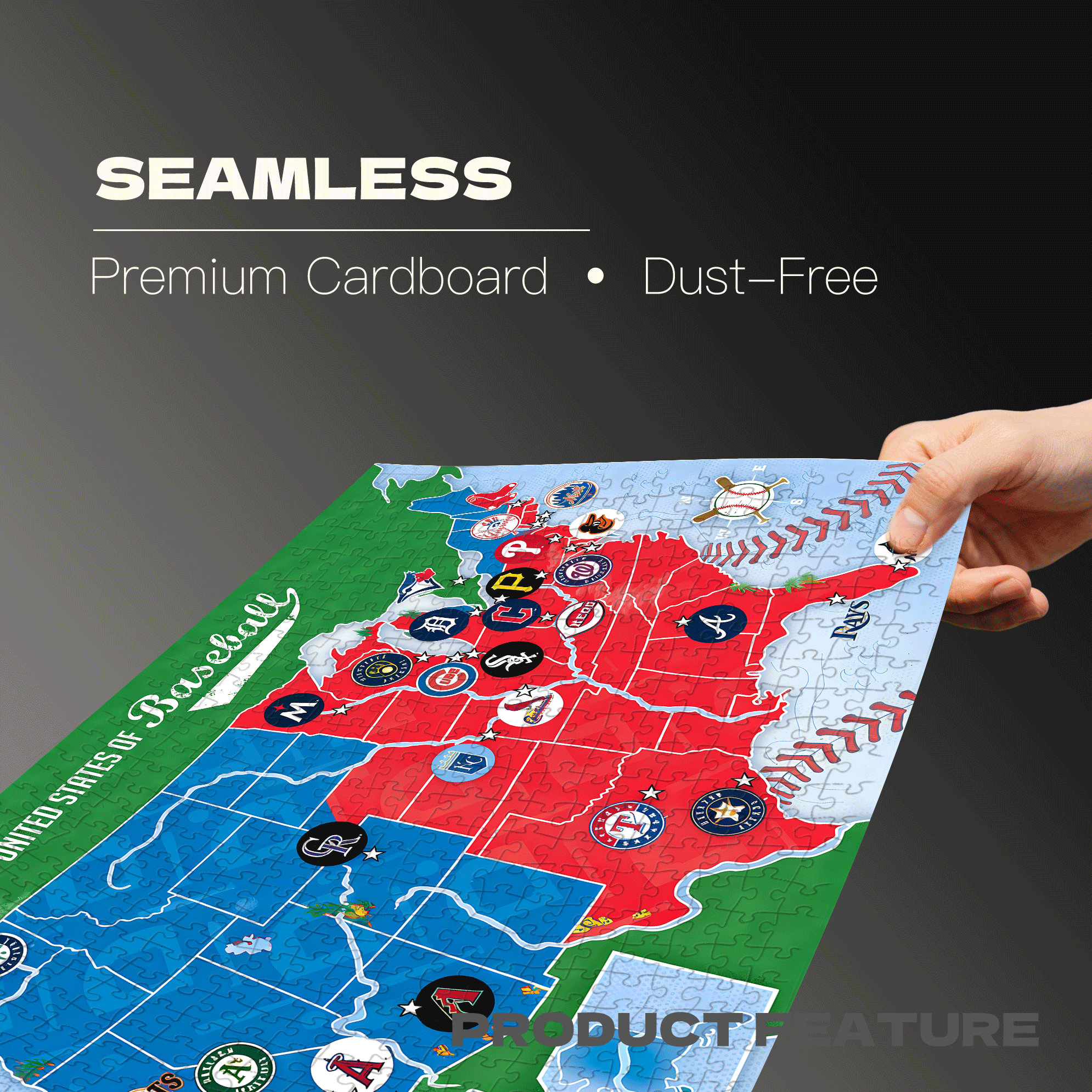 MLB League Map 500pcs/1000pcs Jigsaw Puzzle, Scratch-Resistant, Interactive Family Game & Brain-Boosting DIY Decor, Perfect for Halloween, Christmas & New Year Gifts, Family Puzzle Game
