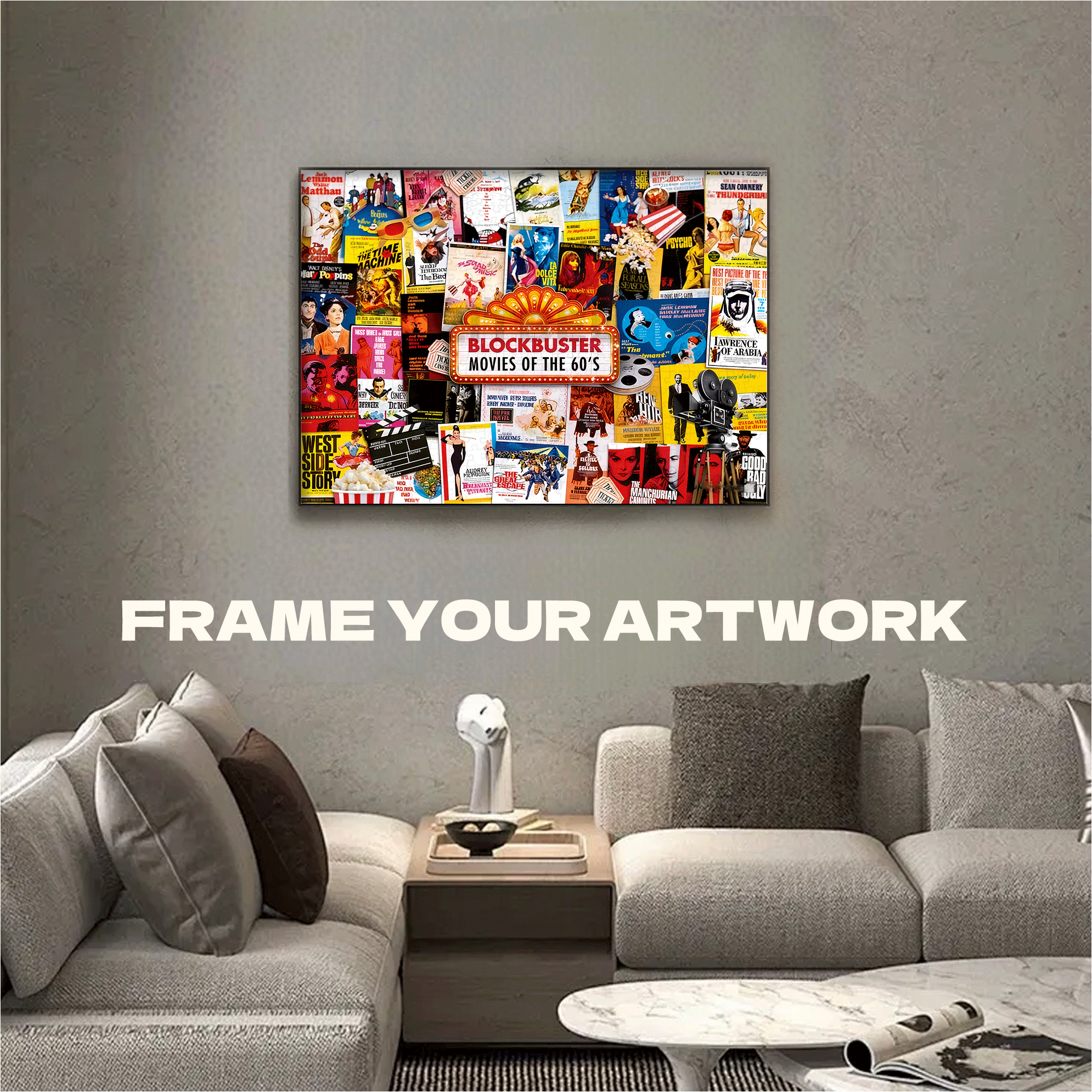 Movie Posters 500pcs/1000pcs Jigsaw Puzzle, Scratch-Resistant, Interactive Family Game & Brain-Boosting DIY Decor, Perfect for Halloween, Christmas & New Year Gifts, Family Puzzle Game