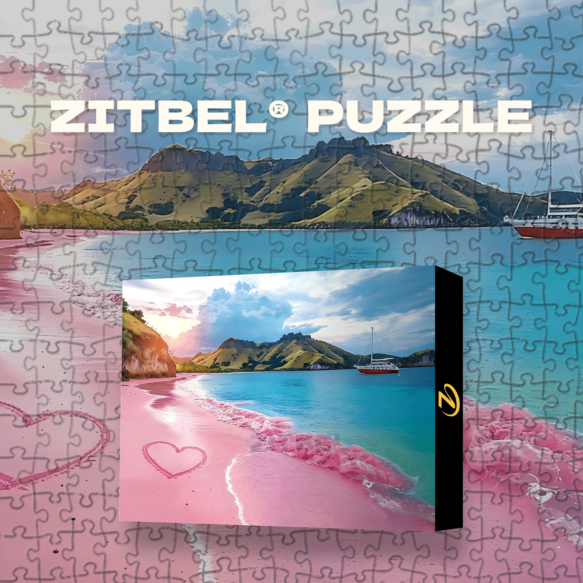 Pink Tropical Beach 500pcs/1000pcs Jigsaw Puzzle, Scratch-Resistant, Interactive Family Game & Brain-Boosting DIY Decor, Perfect for Halloween, Christmas & New Year Gifts, Family Puzzle Game