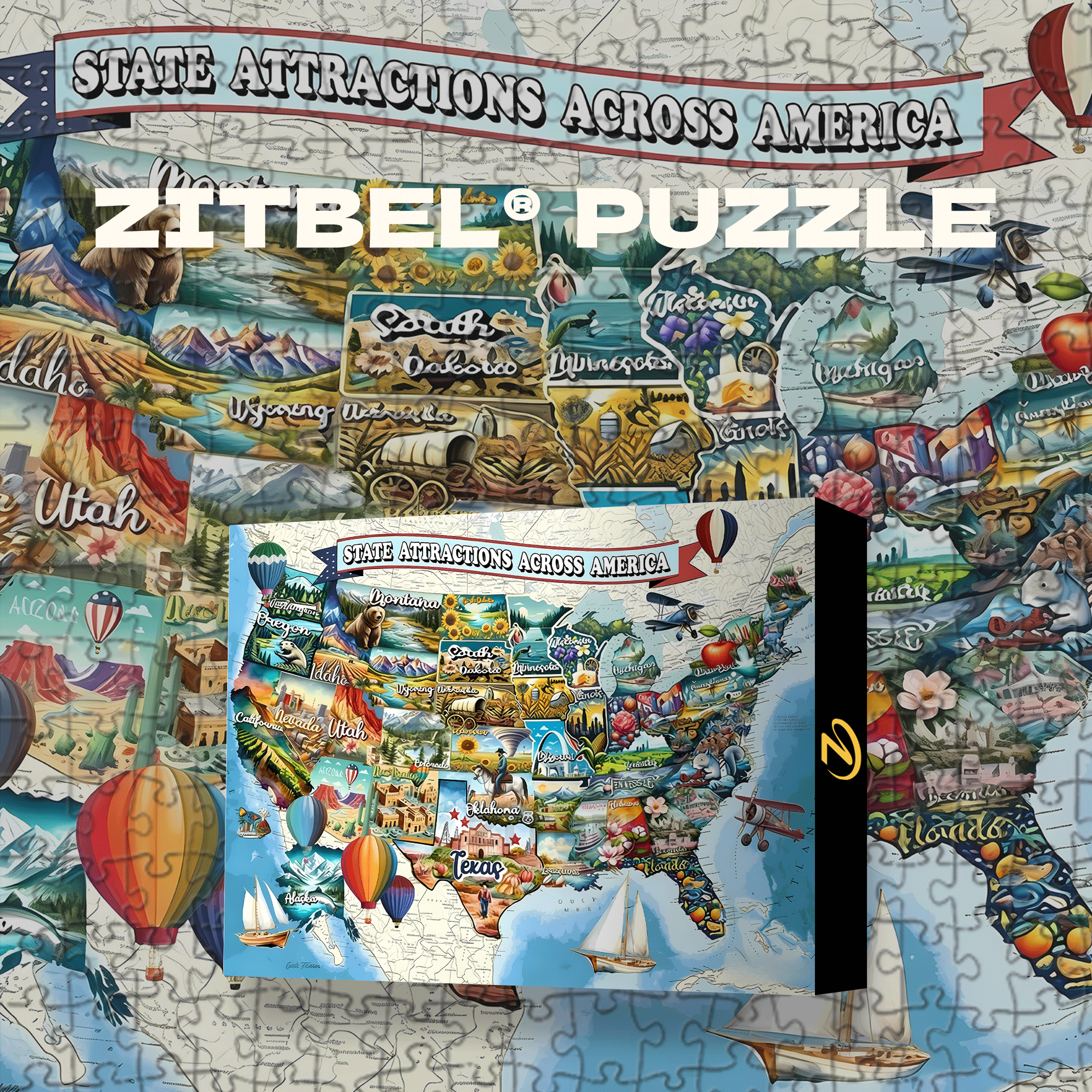 Springbok All American Attractions 500pcs/1000pcs Jigsaw Puzzle, Scratch-Resistant, Interactive Family Game & Brain-Boosting DIY Decor, Perfect for Halloween, Christmas & New Year Gifts, Family Puzzle Game
