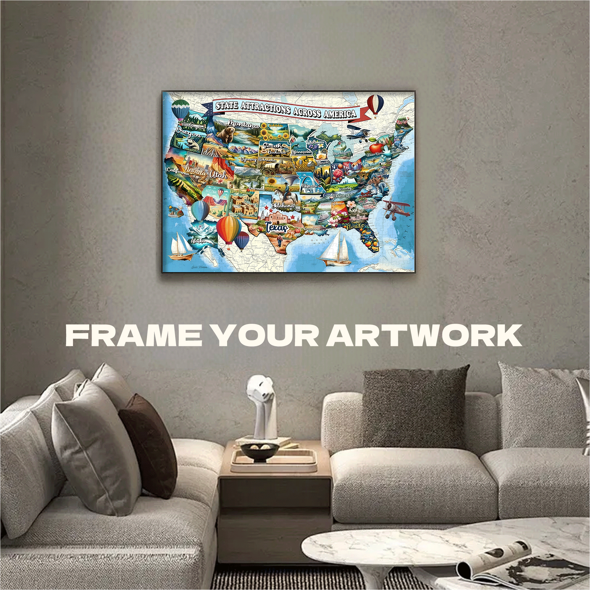 Springbok All American Attractions 500pcs/1000pcs Jigsaw Puzzle, Scratch-Resistant, Interactive Family Game & Brain-Boosting DIY Decor, Perfect for Halloween, Christmas & New Year Gifts, Family Puzzle Game