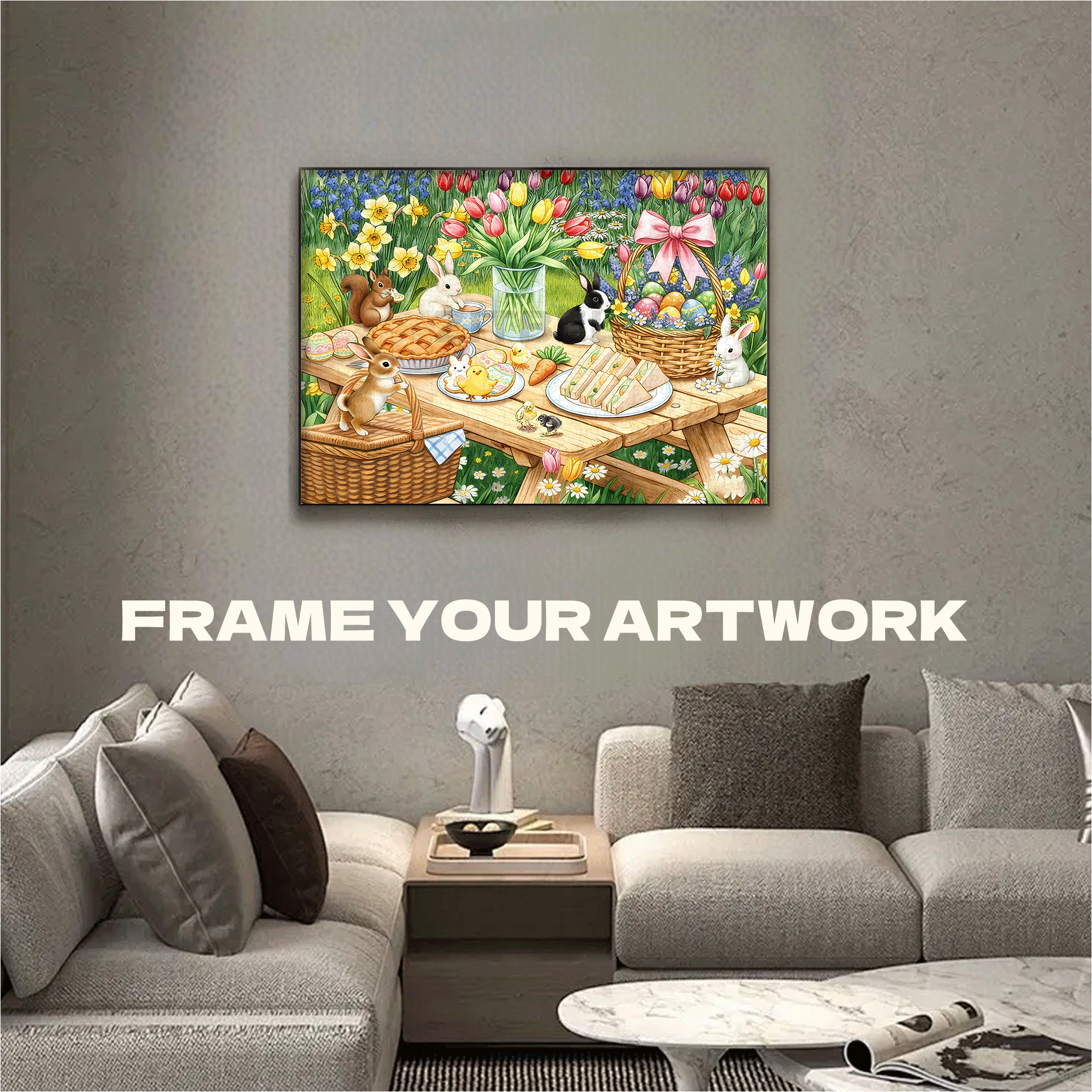 Springbok Easter Picnic 500pcs/1000pcs Jigsaw Puzzle, Scratch-Resistant, Interactive Family Game & Brain-Boosting DIY Decor, Perfect for Halloween, Christmas & New Year Gifts, Family Puzzle Game