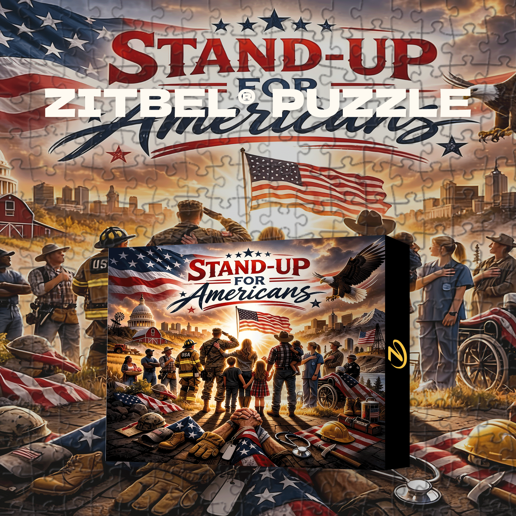 Stand-Up For Americans 500pcs/1000pcs Jigsaw Puzzle, Scratch-Resistant, Interactive Family Game & Brain-Boosting DIY Decor, Perfect for Halloween, Christmas & New Year Gifts, Family Puzzle Game