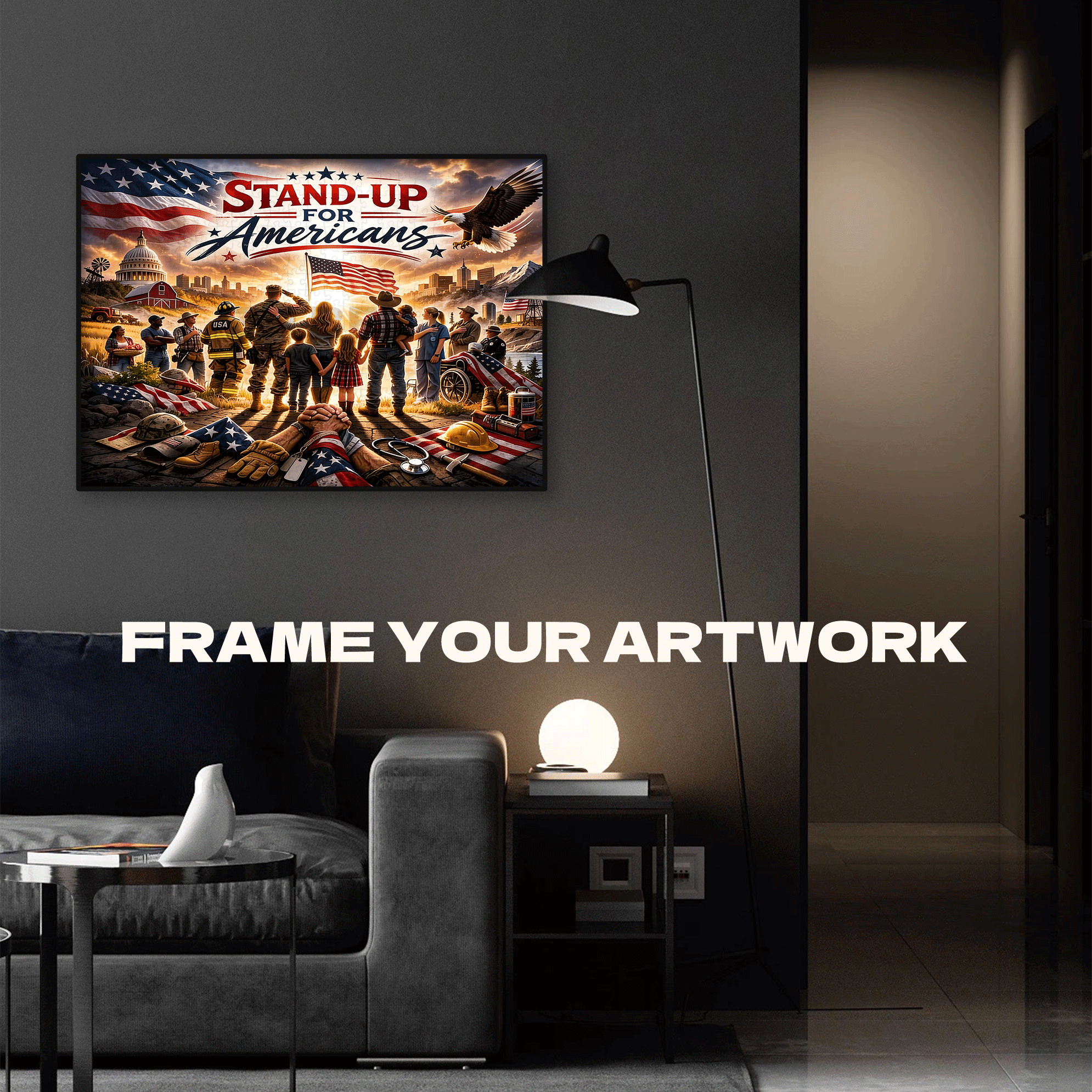 Stand-Up For Americans 500pcs/1000pcs Jigsaw Puzzle, Scratch-Resistant, Interactive Family Game & Brain-Boosting DIY Decor, Perfect for Halloween, Christmas & New Year Gifts, Family Puzzle Game