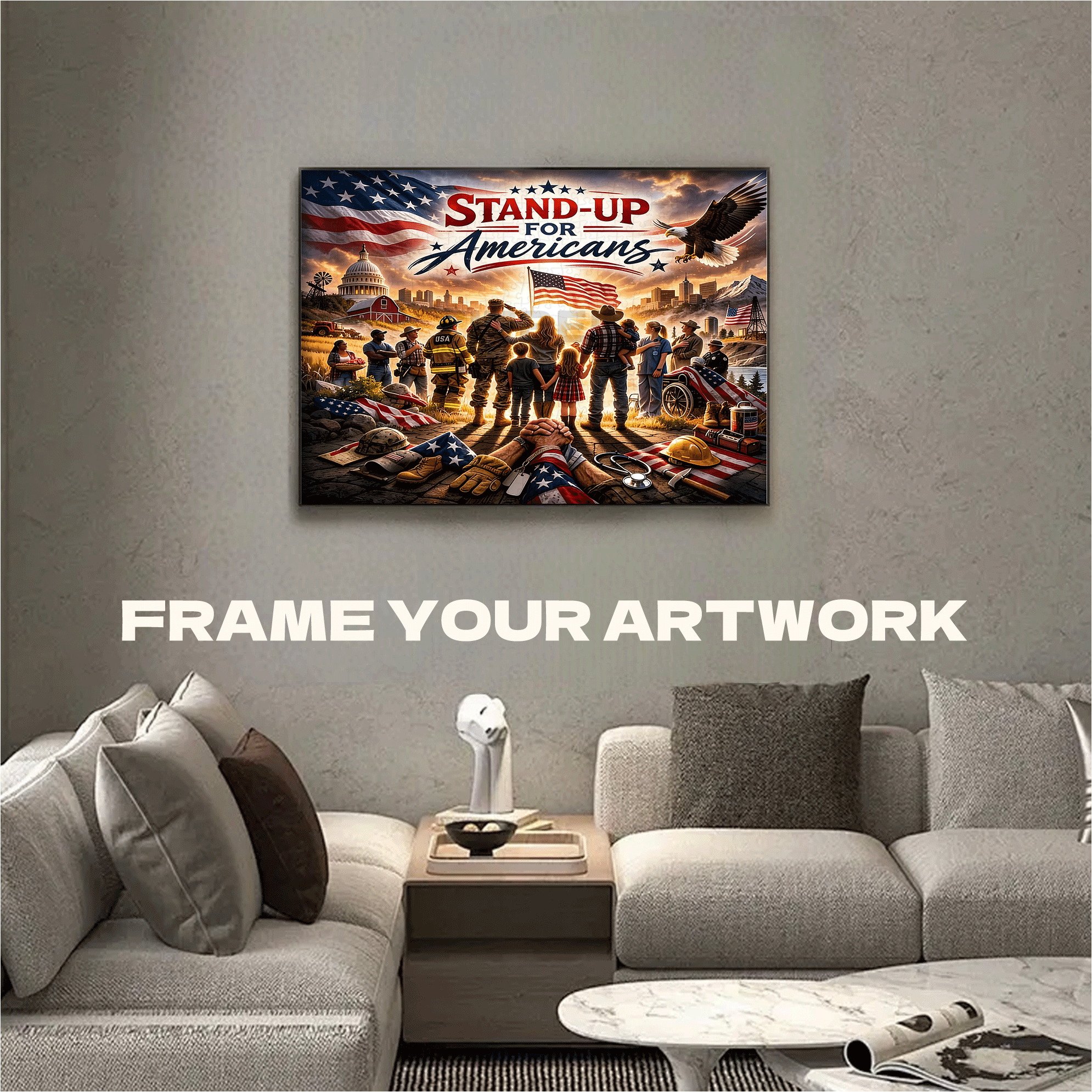 Stand-Up For Americans 500pcs/1000pcs Jigsaw Puzzle, Scratch-Resistant, Interactive Family Game & Brain-Boosting DIY Decor, Perfect for Halloween, Christmas & New Year Gifts, Family Puzzle Game