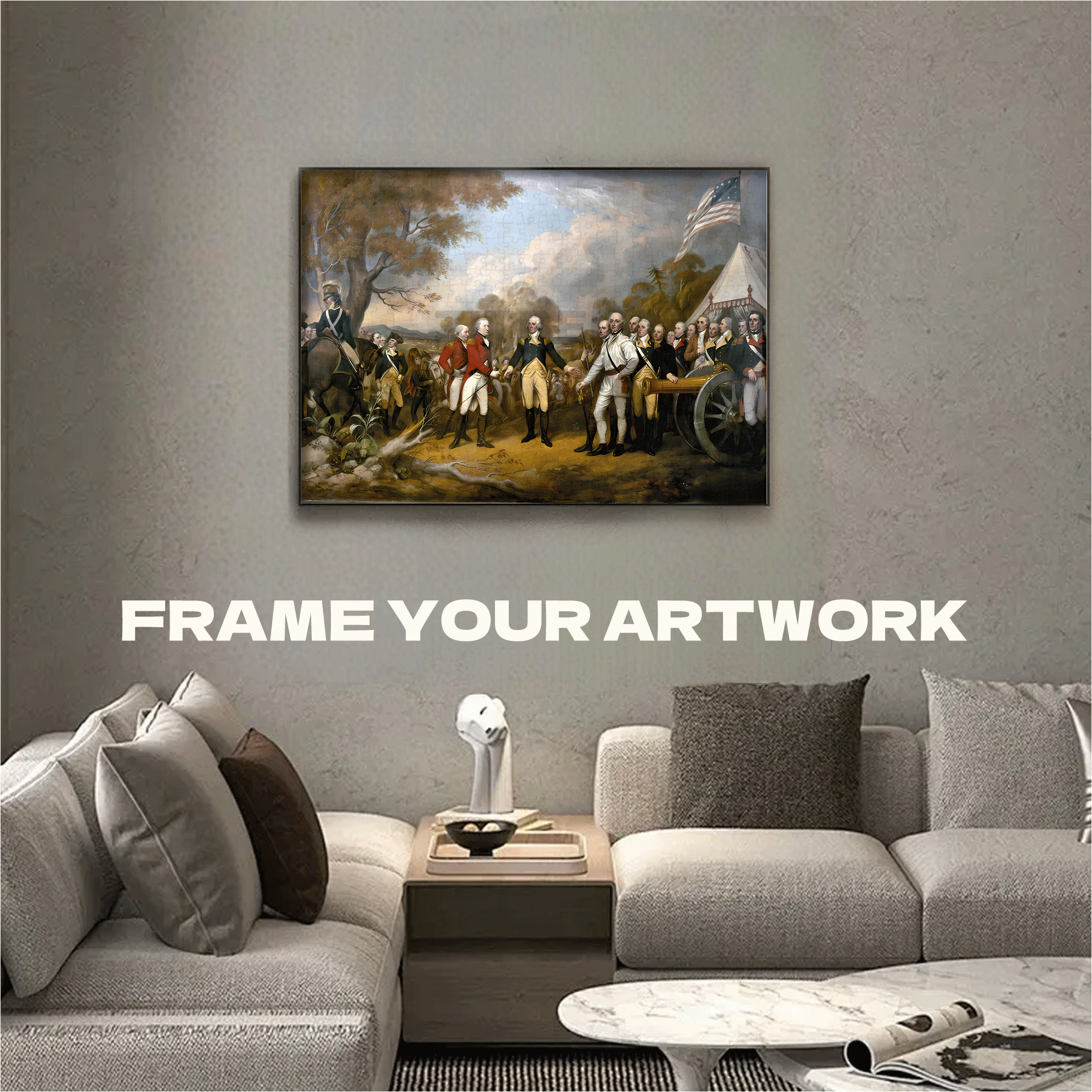 The Surrender Of General Burgoyne At Saratoga 500pcs/1000pcs Jigsaw Puzzle, Scratch-Resistant, Interactive Family Game & Brain-Boosting DIY Decor, Perfect for Halloween, Christmas & New Year Gifts, Family Puzzle Game