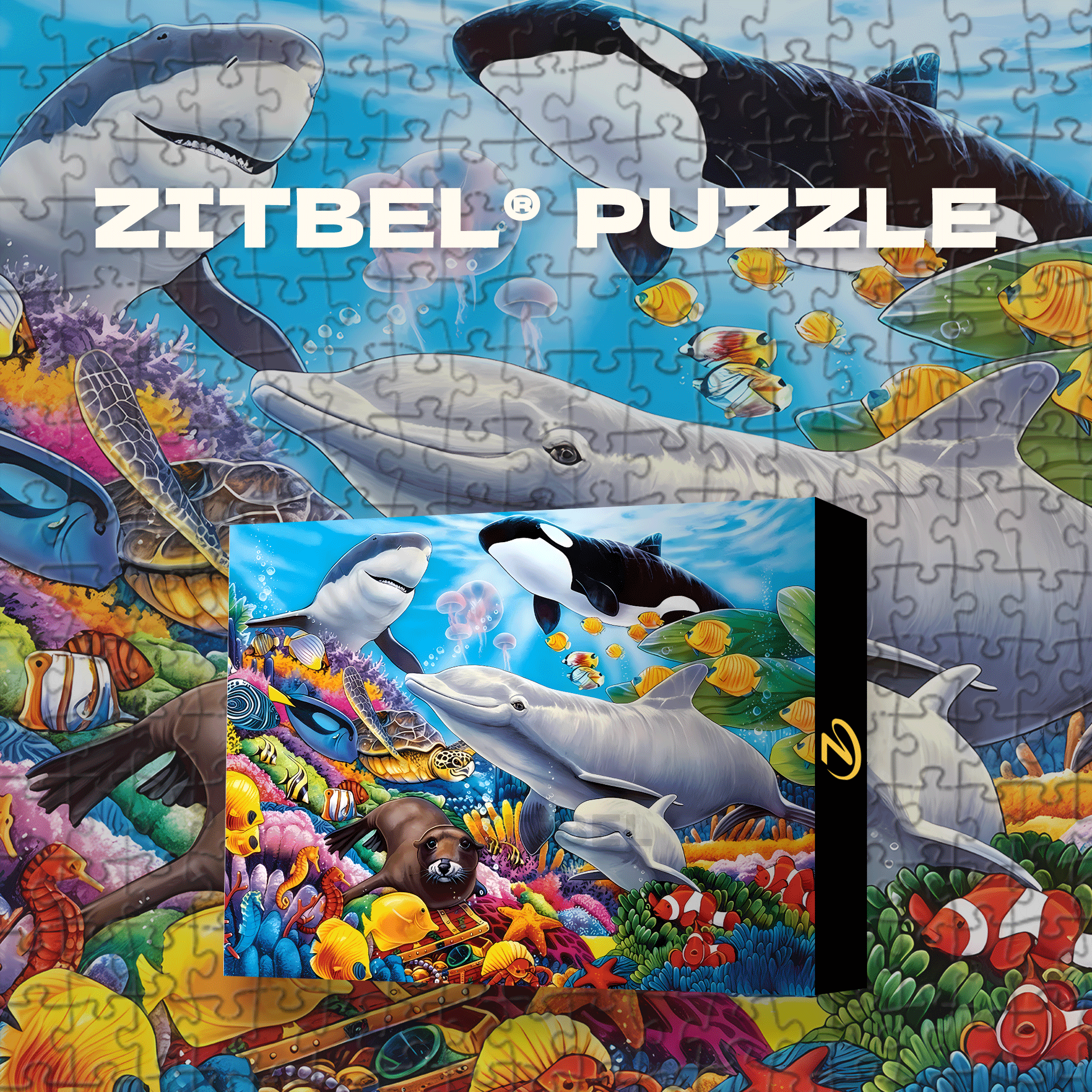 Undersea Friends 500pcs/1000pcs Jigsaw Puzzle, Scratch-Resistant, Interactive Family Game & Brain-Boosting DIY Decor, Perfect for Halloween, Christmas & New Year Gifts, Family Puzzle Game