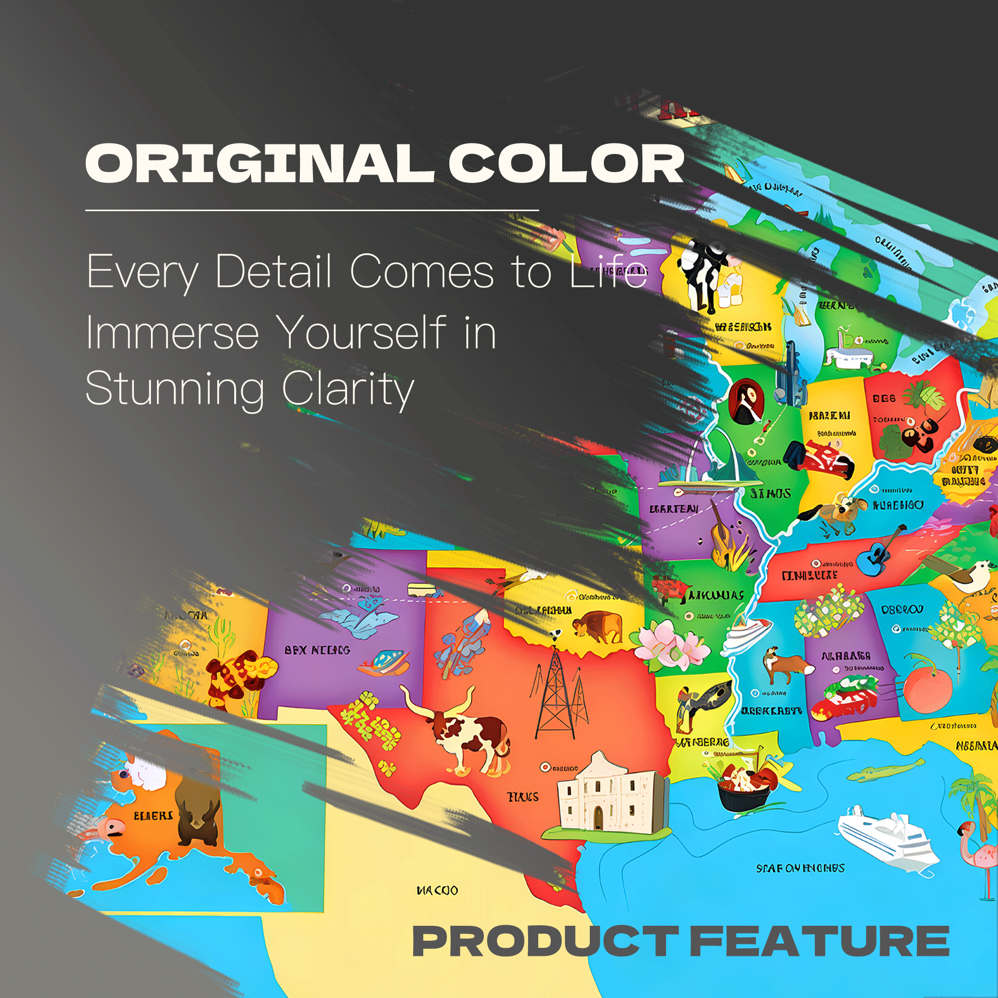 USA Map 500pcs/1000pcs Jigsaw Puzzle, Scratch-Resistant, Interactive Family Game & Brain-Boosting DIY Decor, Perfect for Halloween, Christmas & New Year Gifts, Family Puzzle Game