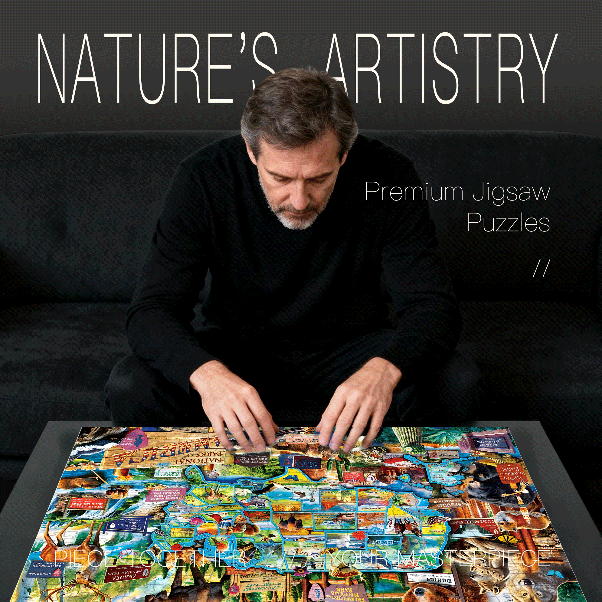 USA National Parks 500pcs/1000pcs Jigsaw Puzzle, Scratch-Resistant, Interactive Family Game & Brain-Boosting DIY Decor, Perfect for Halloween, Christmas & New Year Gifts, Family Puzzle Game