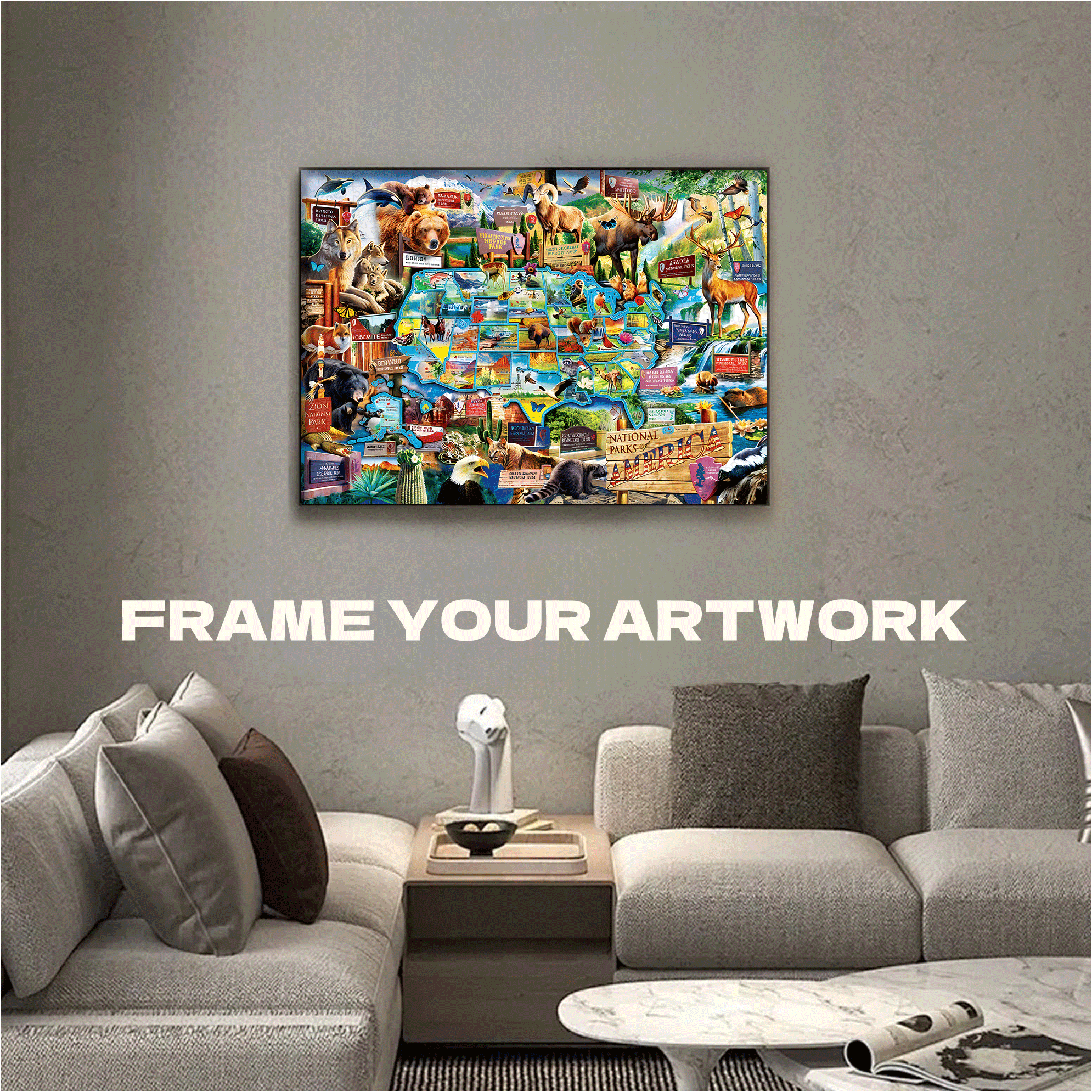 USA National Parks 500pcs/1000pcs Jigsaw Puzzle, Scratch-Resistant, Interactive Family Game & Brain-Boosting DIY Decor, Perfect for Halloween, Christmas & New Year Gifts, Family Puzzle Game