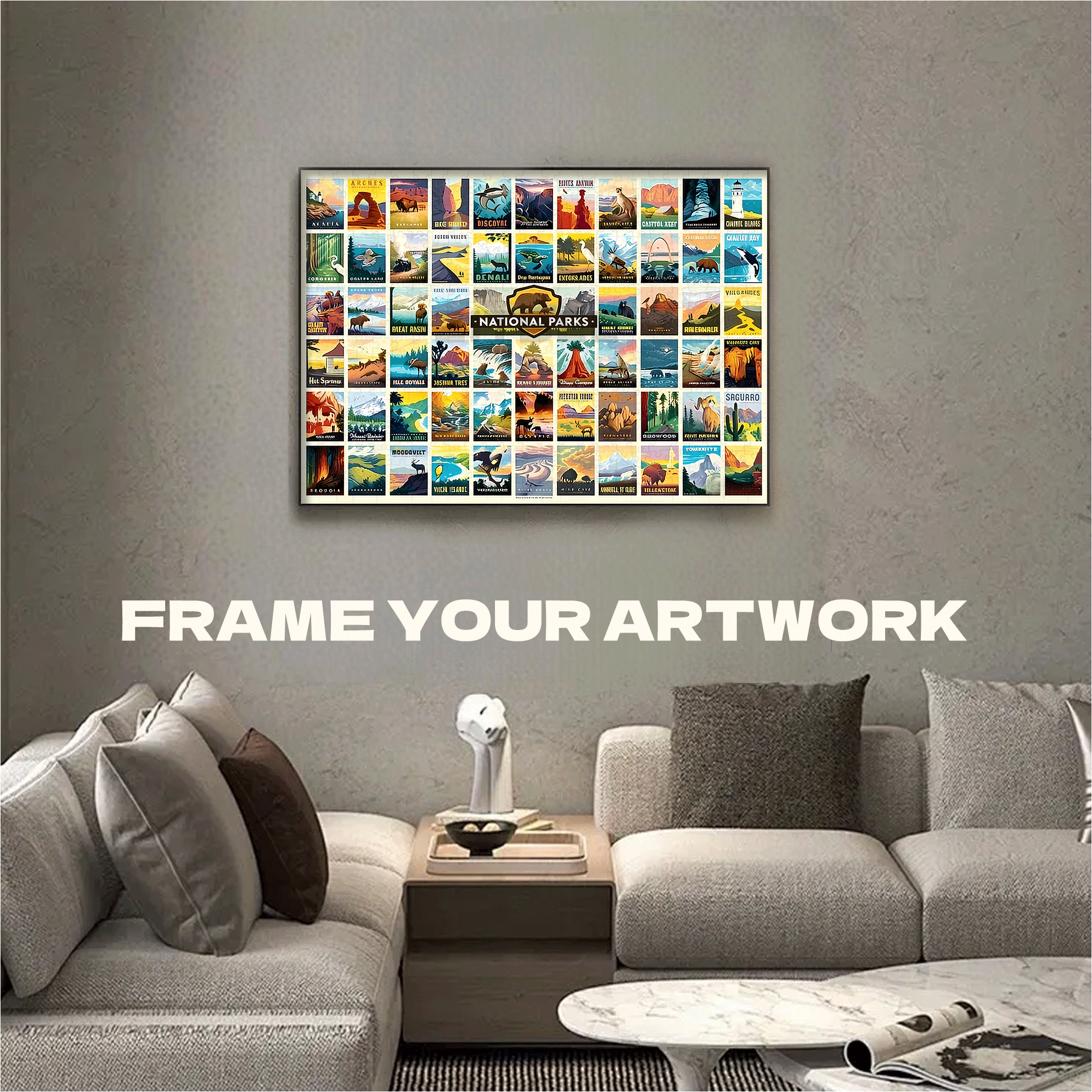 Vintage Collage Poster 500pcs/1000pcs Jigsaw Puzzle, Scratch-Resistant, Interactive Family Game & Brain-Boosting DIY Decor, Perfect for Halloween, Christmas & New Year Gifts, Family Puzzle Game