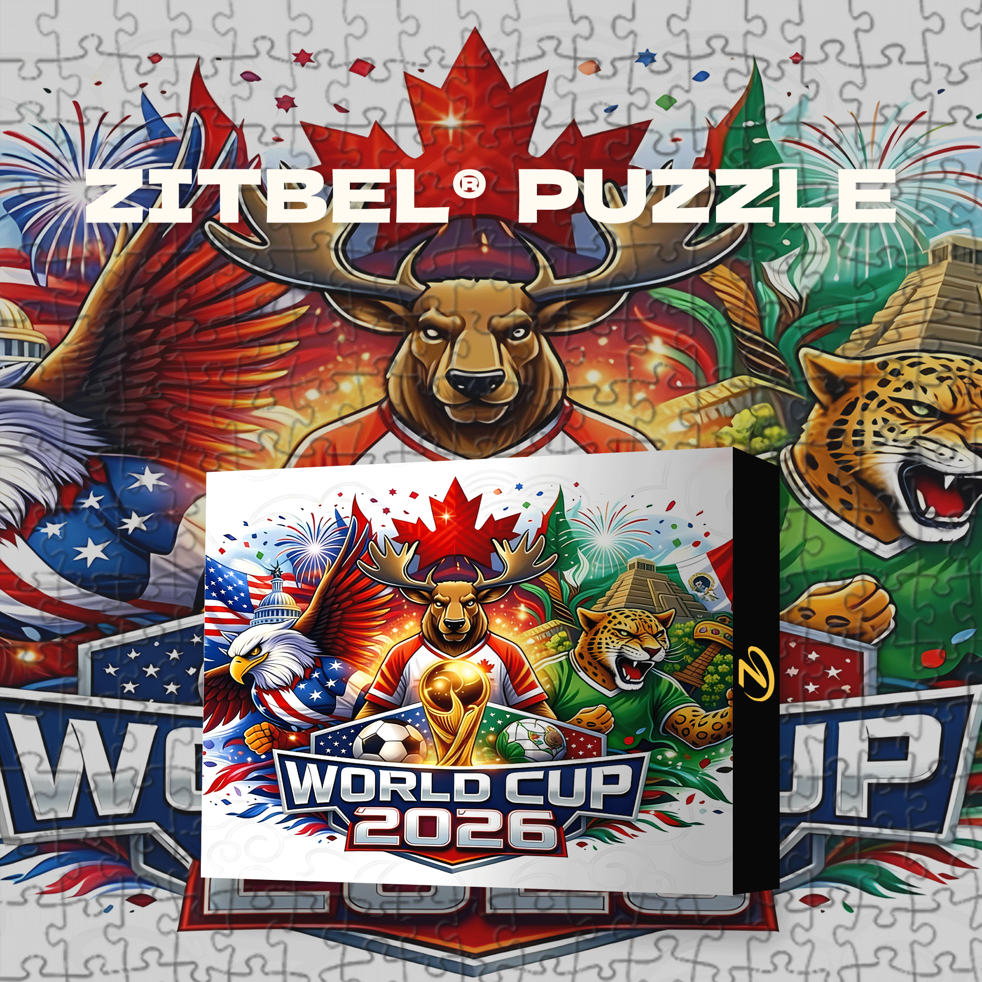 World Cup 2026 PNG, USA Canada Mexico 500pcs/1000pcs Jigsaw Puzzle, Scratch-Resistant, Interactive Family Game & Brain-Boosting DIY Decor, Perfect for Halloween, Christmas & New Year Gifts, Family Puzzle Game