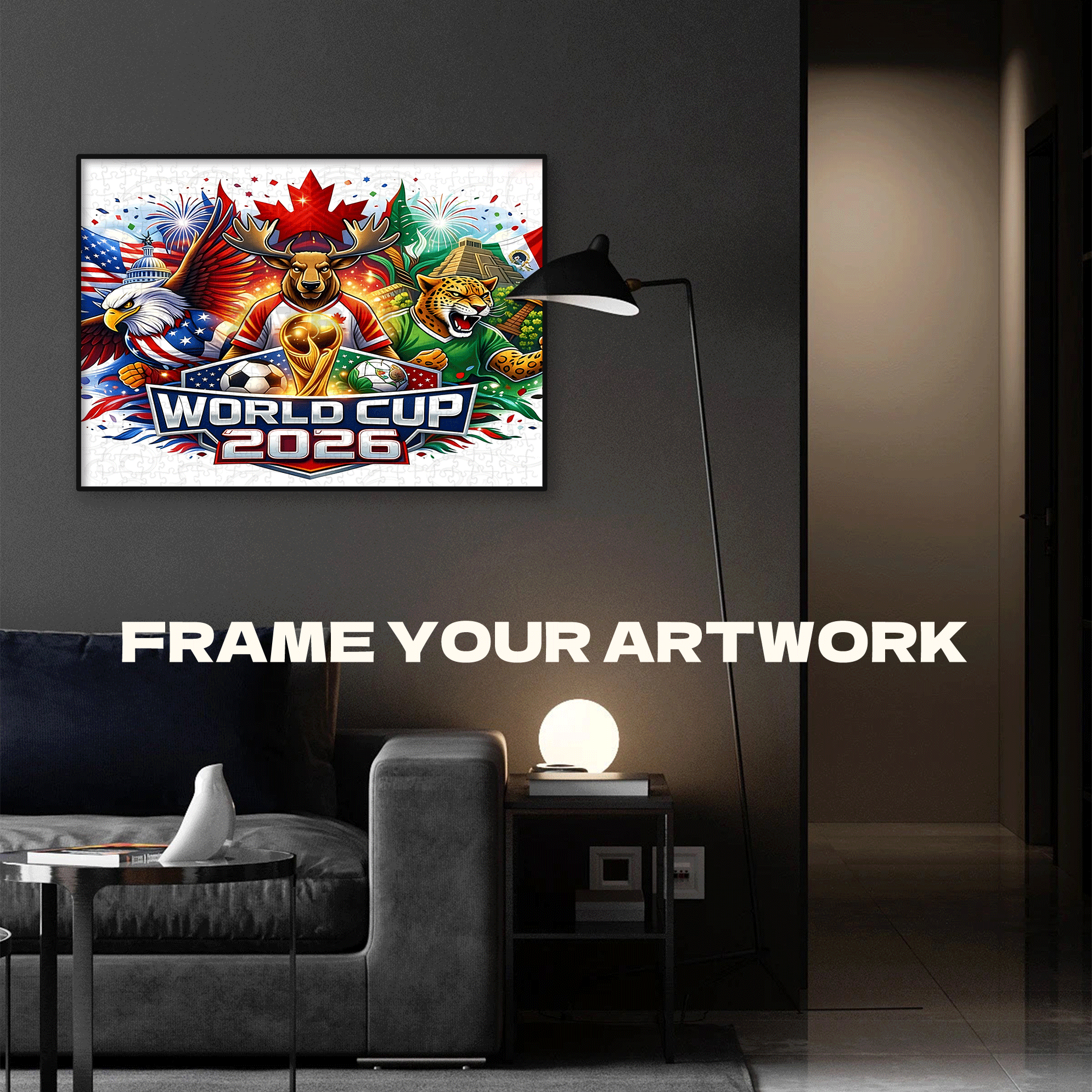 World Cup 2026 PNG, USA Canada Mexico 500pcs/1000pcs Jigsaw Puzzle, Scratch-Resistant, Interactive Family Game & Brain-Boosting DIY Decor, Perfect for Halloween, Christmas & New Year Gifts, Family Puzzle Game