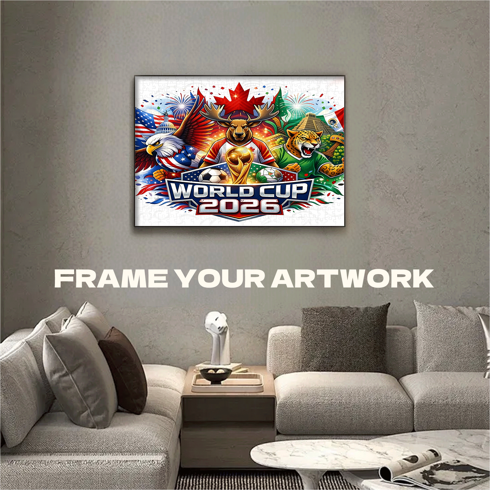 World Cup 2026 PNG, USA Canada Mexico 500pcs/1000pcs Jigsaw Puzzle, Scratch-Resistant, Interactive Family Game & Brain-Boosting DIY Decor, Perfect for Halloween, Christmas & New Year Gifts, Family Puzzle Game