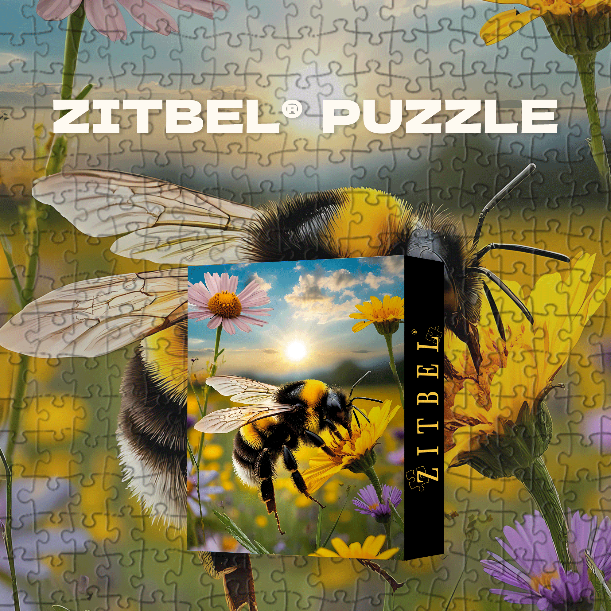 Bee Collecting Nectar 500pcs/1000pcs Jigsaw Puzzle, Scratch-Resistant, Interactive Family Game & Brain-Boosting DIY Decor, Perfect for Halloween, Christmas & New Year Gifts, Family Puzzle Game