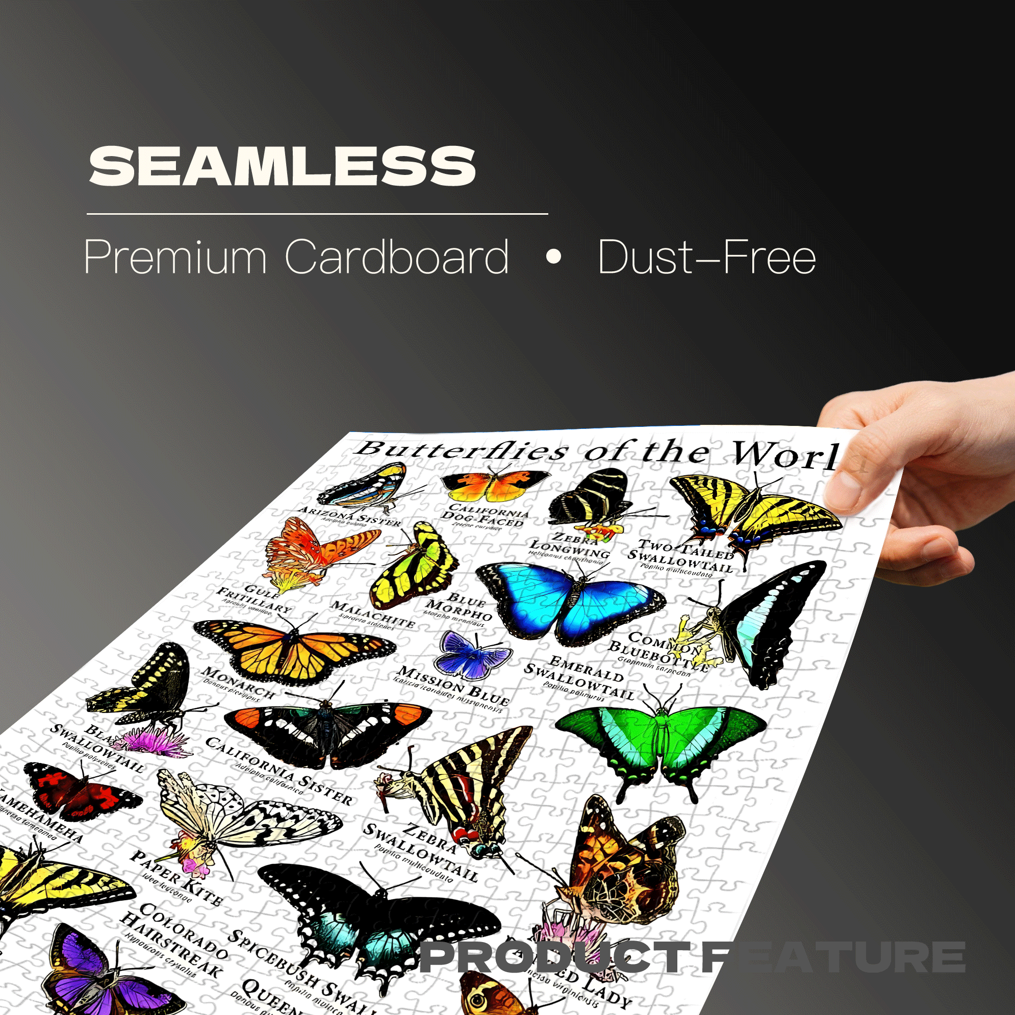 Butterflies Of The World 500pcs/1000pcs Jigsaw Puzzle, Scratch-Resistant, Interactive Family Game & Brain-Boosting DIY Decor, Perfect for Halloween, Christmas & New Year Gifts, Family Puzzle Game