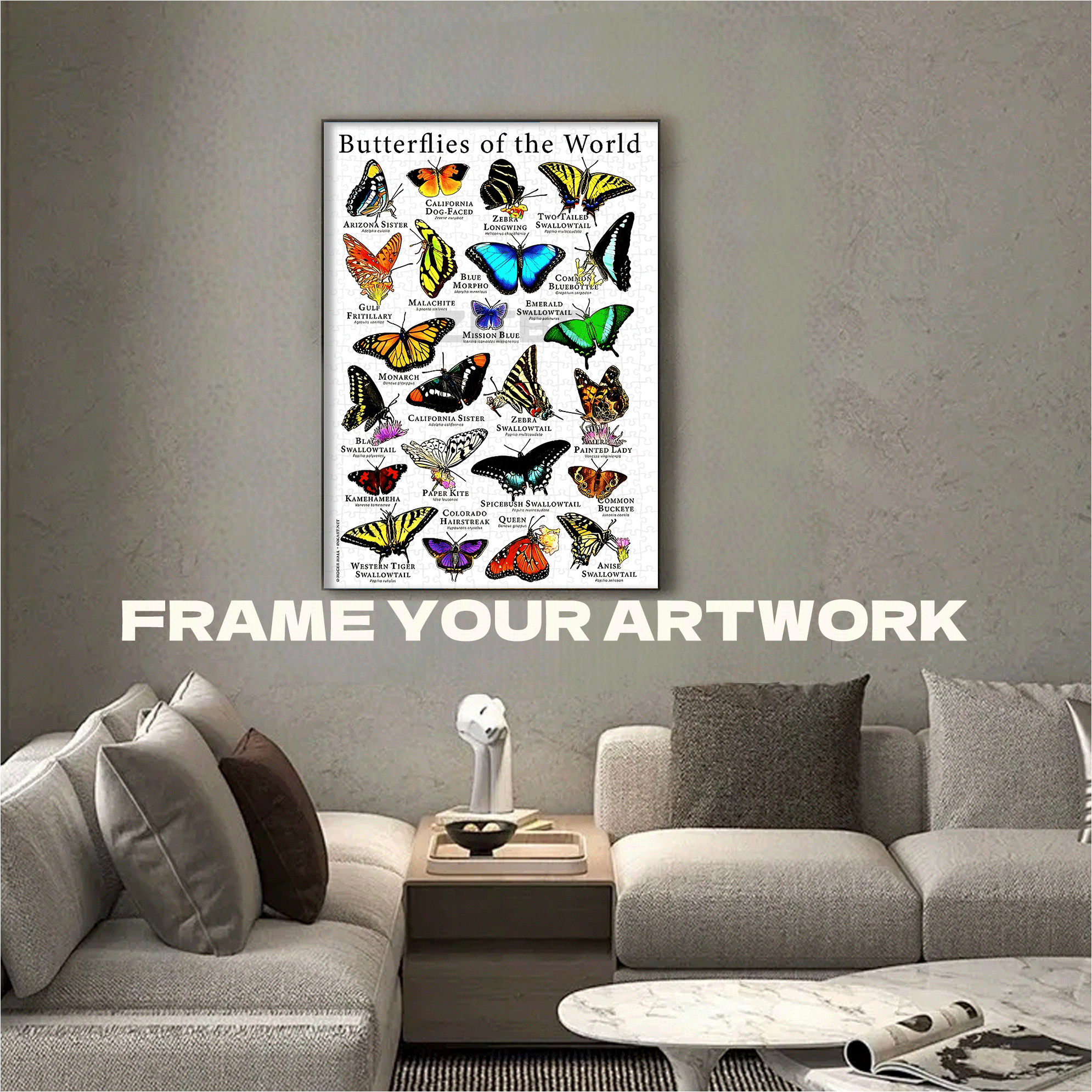 Butterflies Of The World 500pcs/1000pcs Jigsaw Puzzle, Scratch-Resistant, Interactive Family Game & Brain-Boosting DIY Decor, Perfect for Halloween, Christmas & New Year Gifts, Family Puzzle Game