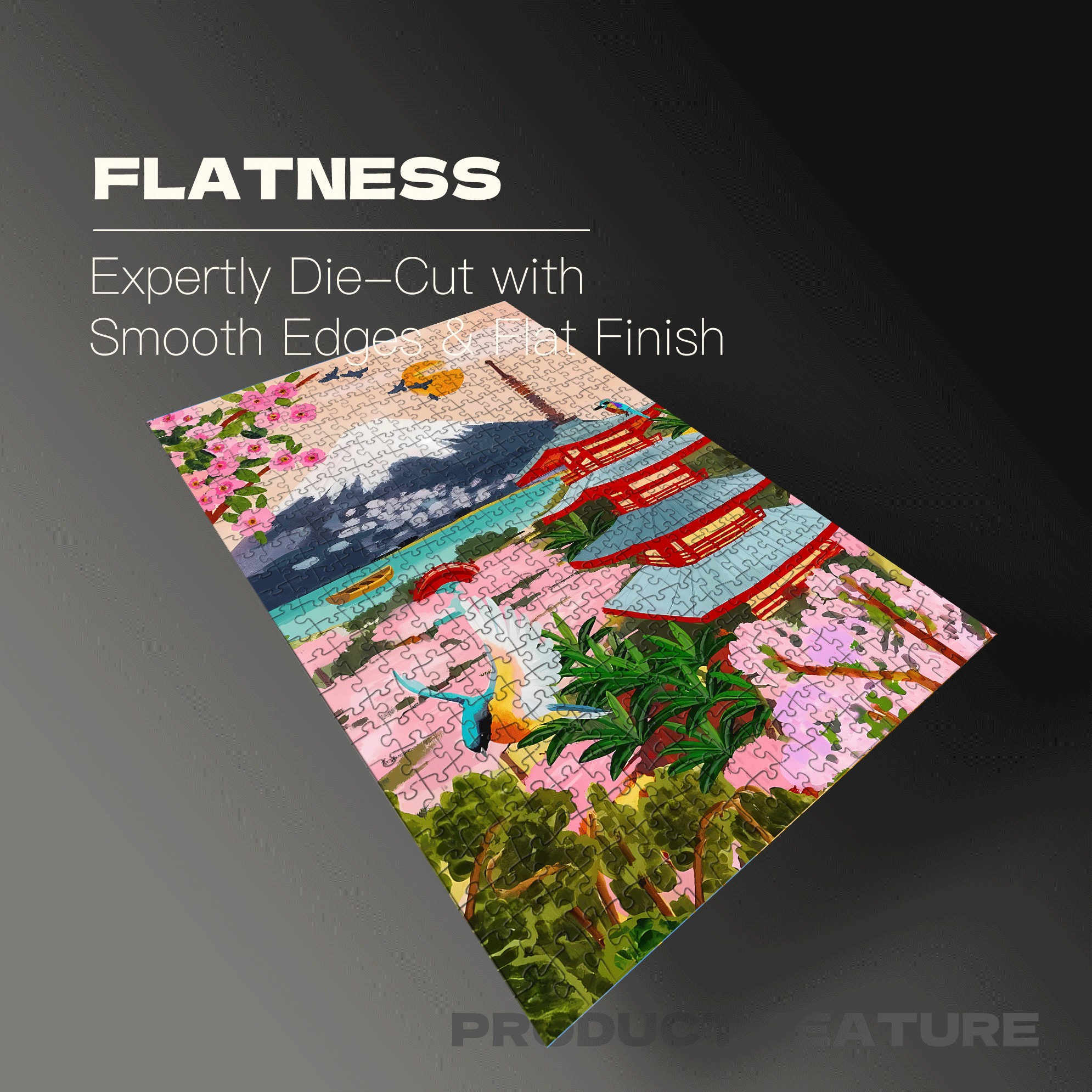Cherry Blossoms Falling On Mount Fuji A Japanese Spring Scene 500pcs/1000pcs Jigsaw Puzzle, Scratch-Resistant, Interactive Family Game & Brain-Boosting DIY Decor, Perfect for Halloween, Christmas & New Year Gifts, Family Puzzle Game
