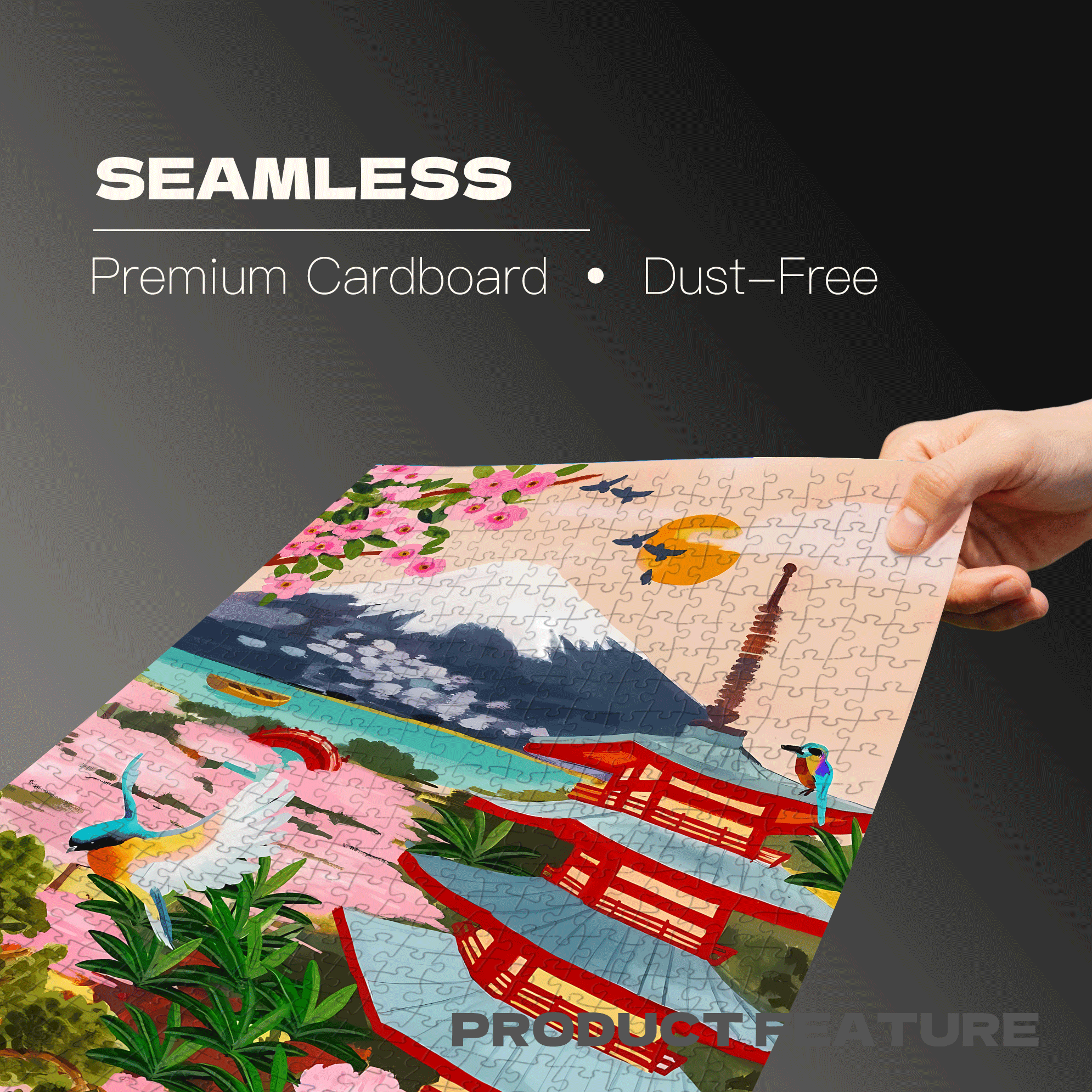 Cherry Blossoms Falling On Mount Fuji A Japanese Spring Scene 500pcs/1000pcs Jigsaw Puzzle, Scratch-Resistant, Interactive Family Game & Brain-Boosting DIY Decor, Perfect for Halloween, Christmas & New Year Gifts, Family Puzzle Game