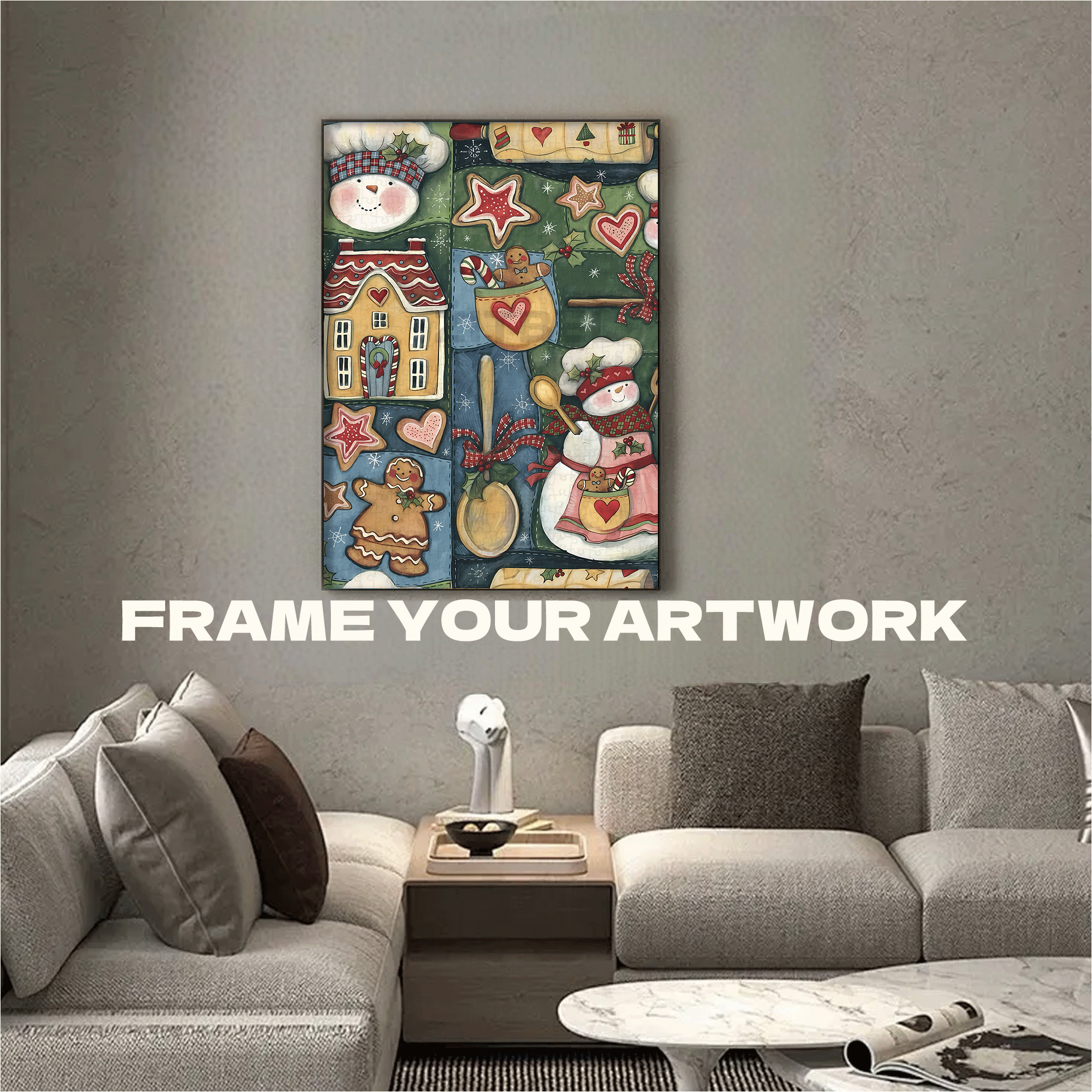Christmas Atmosphere Gathering 500pcs/1000pcs Jigsaw Puzzle, Scratch-Resistant, Interactive Family Game & Brain-Boosting DIY Decor, Perfect for Halloween, Christmas & New Year Gifts, Family Puzzle Game