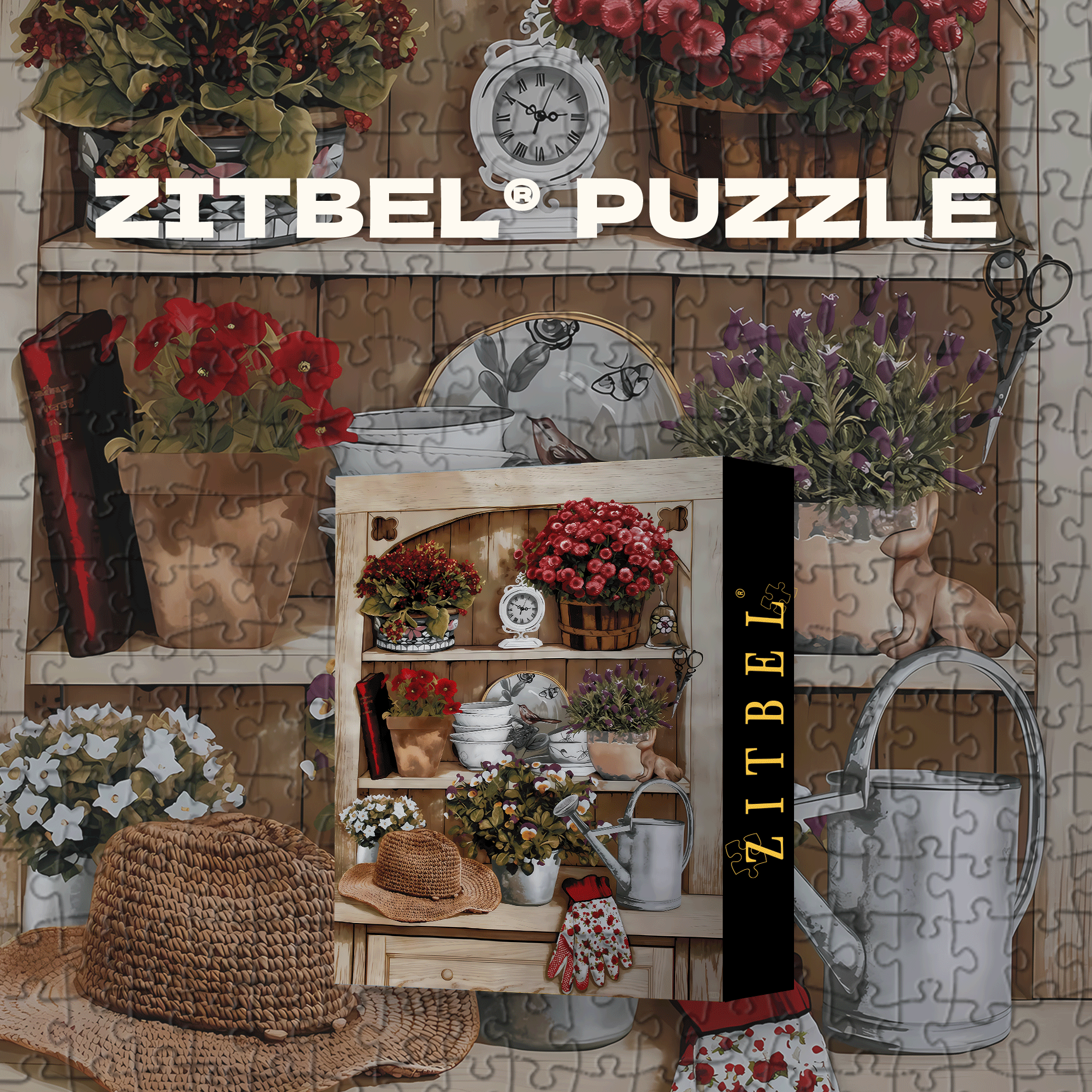 Corner Of The Flower Stand 500pcs/1000pcs Jigsaw Puzzle, Scratch-Resistant, Interactive Family Game & Brain-Boosting DIY Decor, Perfect for Halloween, Christmas & New Year Gifts, Family Puzzle Game