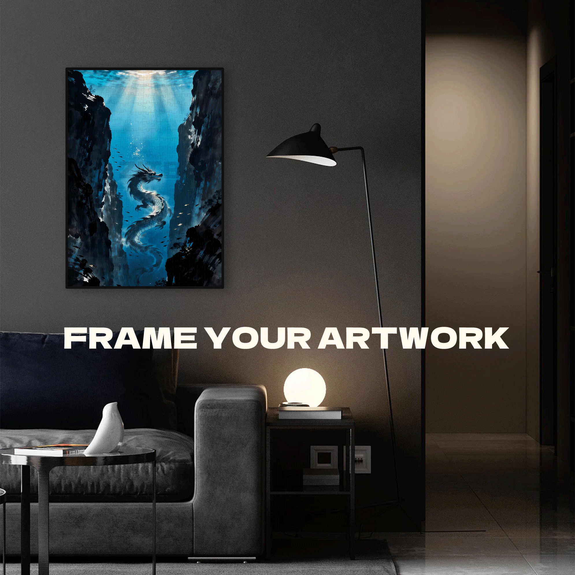 Dragon In The Abyss 500pcs/1000pcs Jigsaw Puzzle, Scratch-Resistant, Interactive Family Game & Brain-Boosting DIY Decor, Perfect for Halloween, Christmas & New Year Gifts, Family Puzzle Game