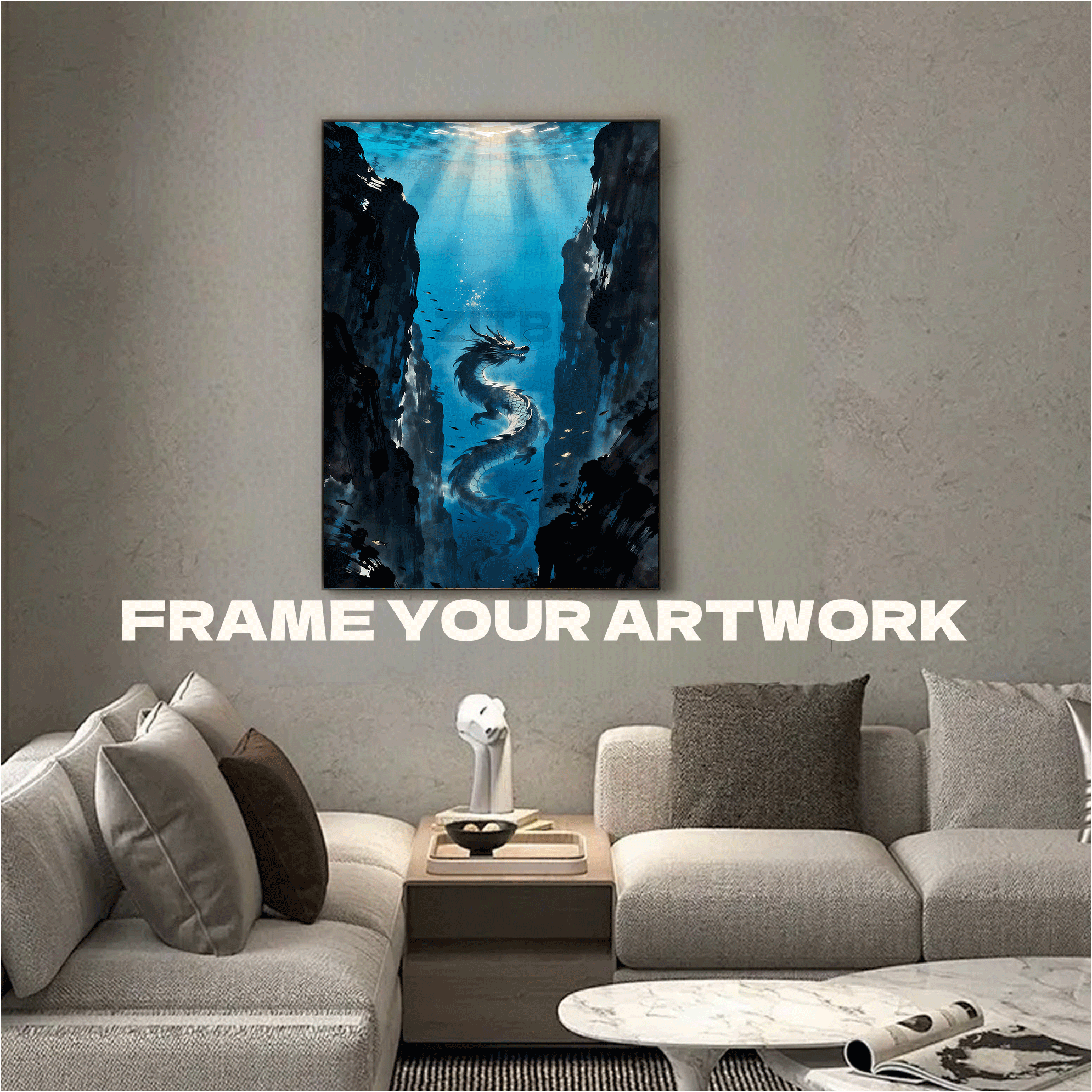 Dragon In The Abyss 500pcs/1000pcs Jigsaw Puzzle, Scratch-Resistant, Interactive Family Game & Brain-Boosting DIY Decor, Perfect for Halloween, Christmas & New Year Gifts, Family Puzzle Game