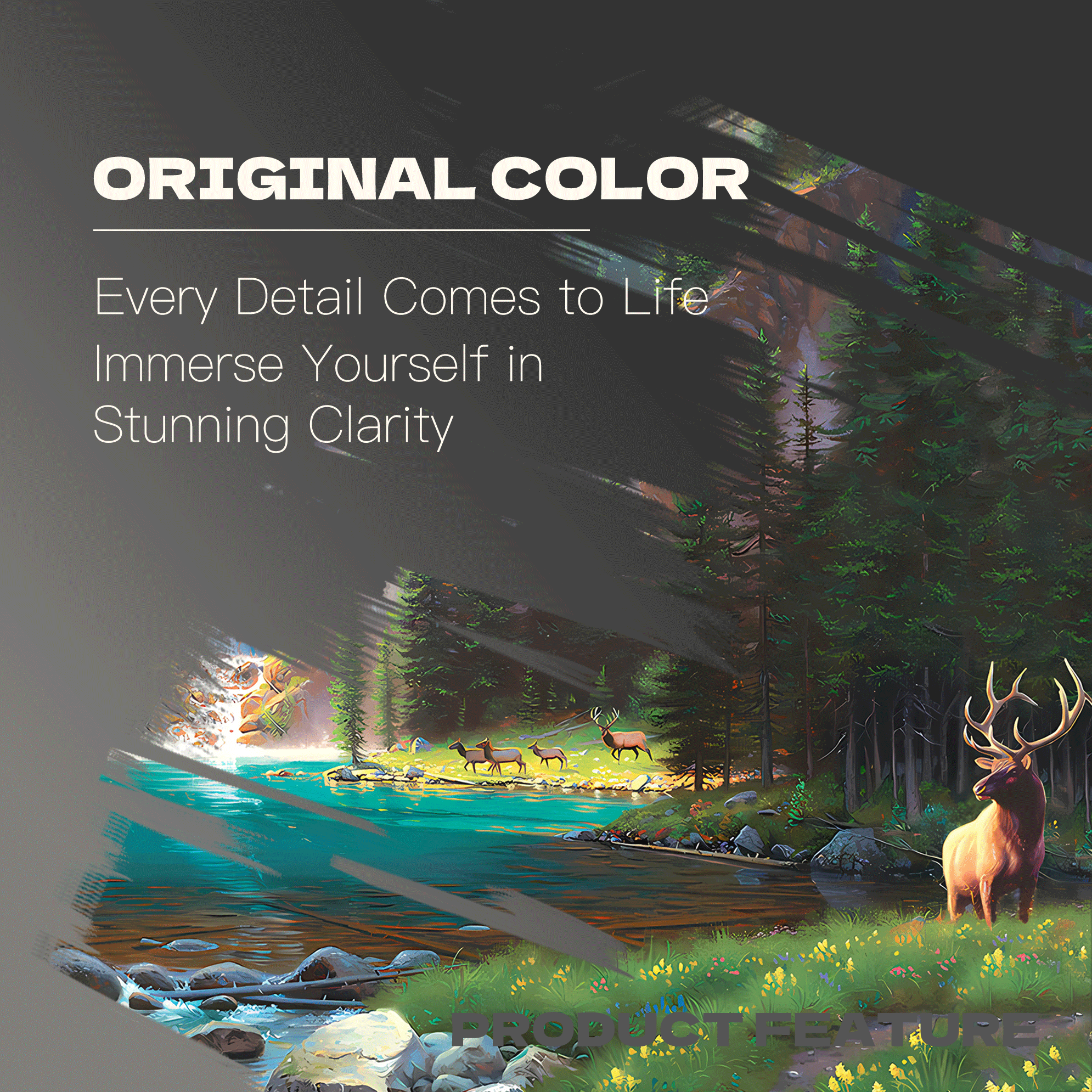 Elk At The Waterfall 500pcs/1000pcs Jigsaw Puzzle, Scratch-Resistant, Interactive Family Game & Brain-Boosting DIY Decor, Perfect for Halloween, Christmas & New Year Gifts, Family Puzzle Game