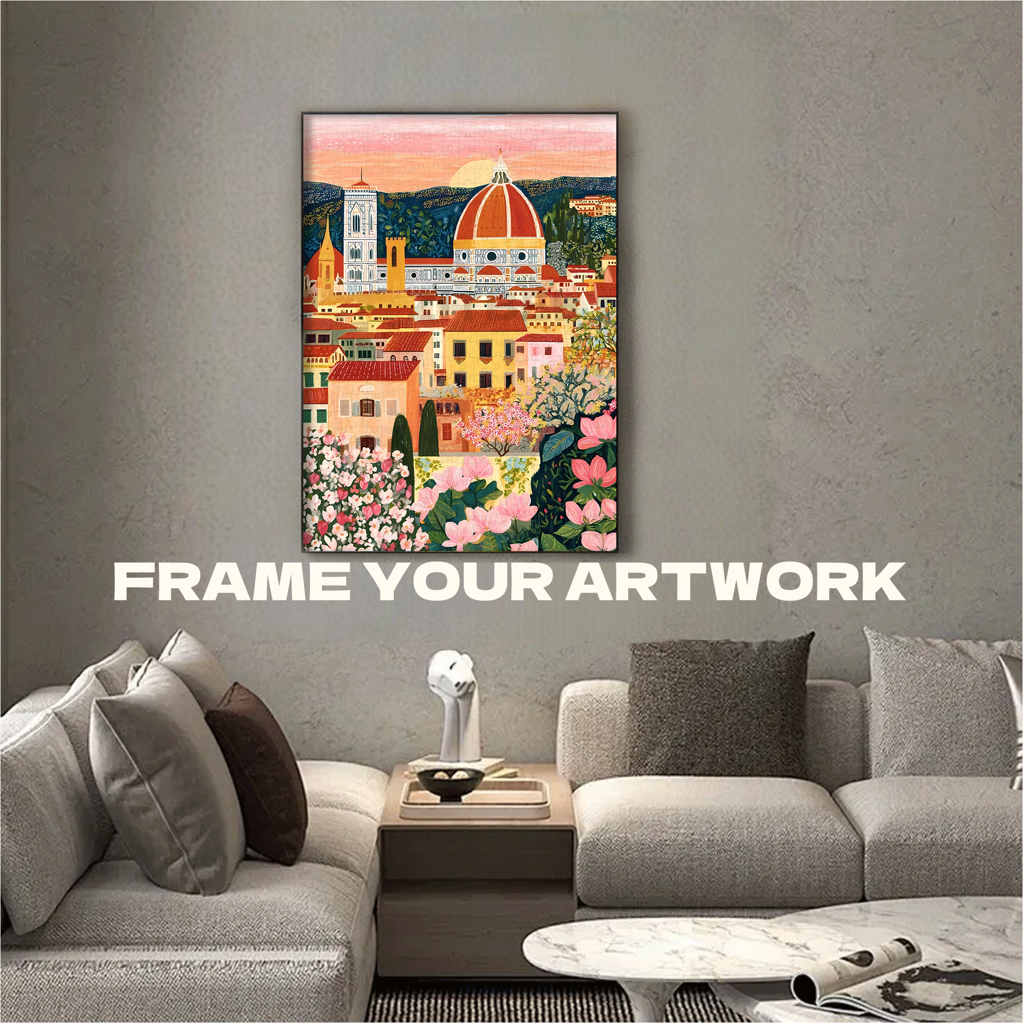 Florence At Sunset 500pcs/1000pcs Jigsaw Puzzle, Scratch-Resistant, Interactive Family Game & Brain-Boosting DIY Decor, Perfect for Halloween, Christmas & New Year Gifts, Family Puzzle Game
