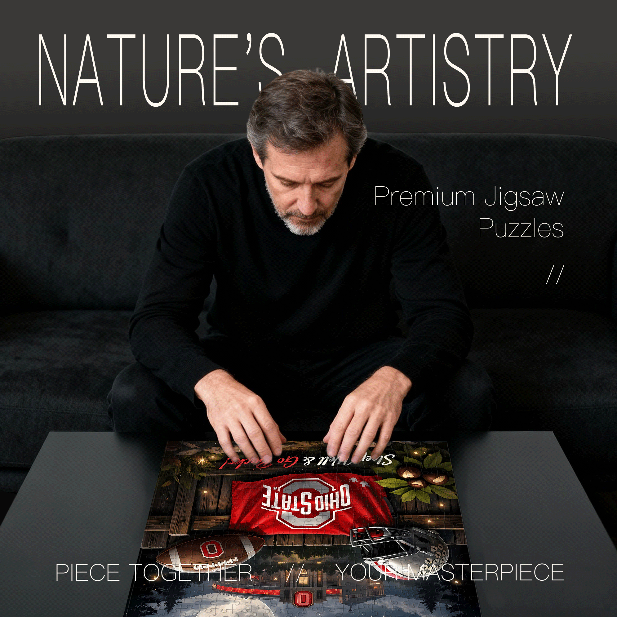 Good Night Buckeye Nation Ohio State Football Night 500pcs/1000pcs Jigsaw Puzzle, Scratch-Resistant, Interactive Family Game & Brain-Boosting DIY Decor, Perfect for Halloween, Christmas & New Year Gifts, Family Puzzle Game