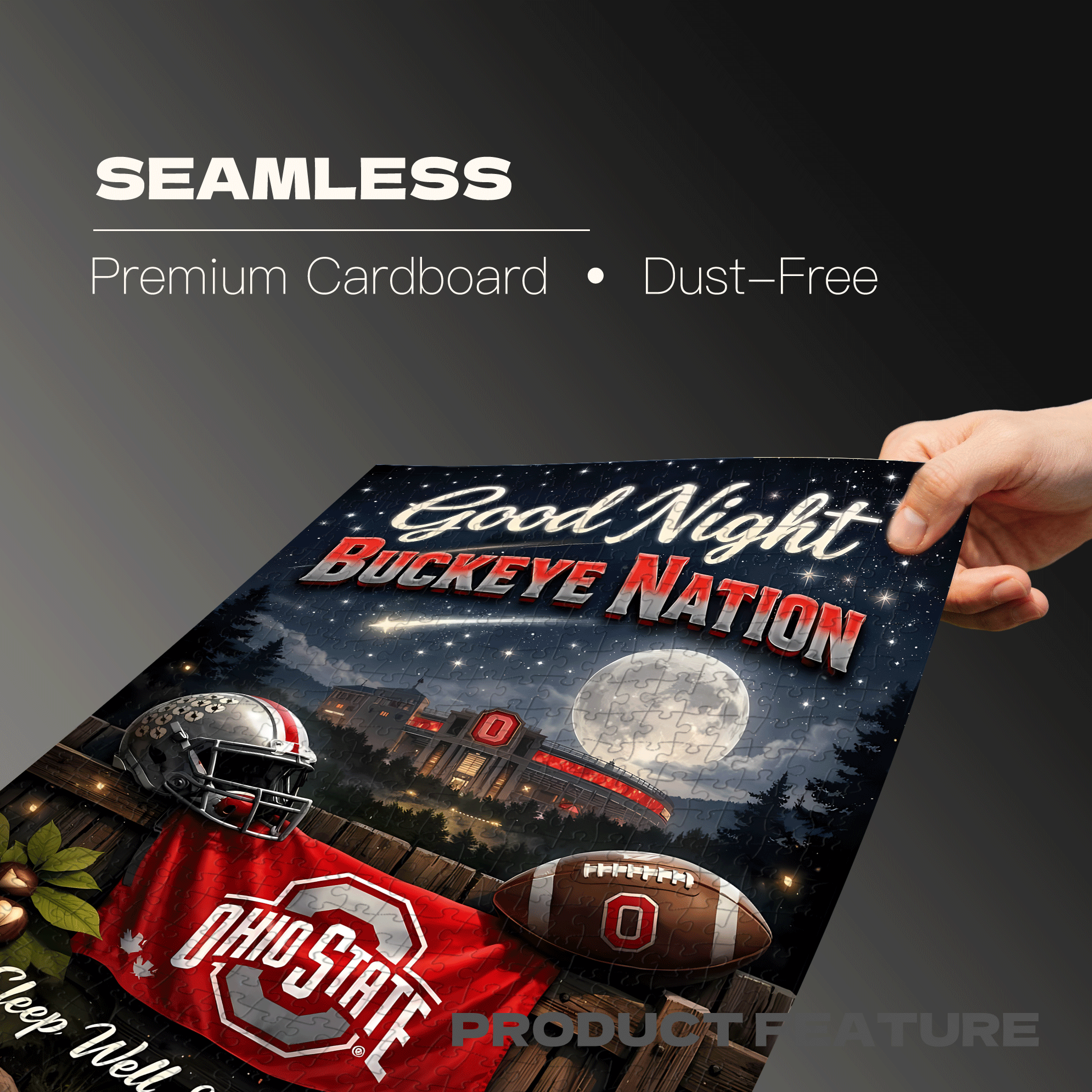 Good Night Buckeye Nation Ohio State Football Night 500pcs/1000pcs Jigsaw Puzzle, Scratch-Resistant, Interactive Family Game & Brain-Boosting DIY Decor, Perfect for Halloween, Christmas & New Year Gifts, Family Puzzle Game