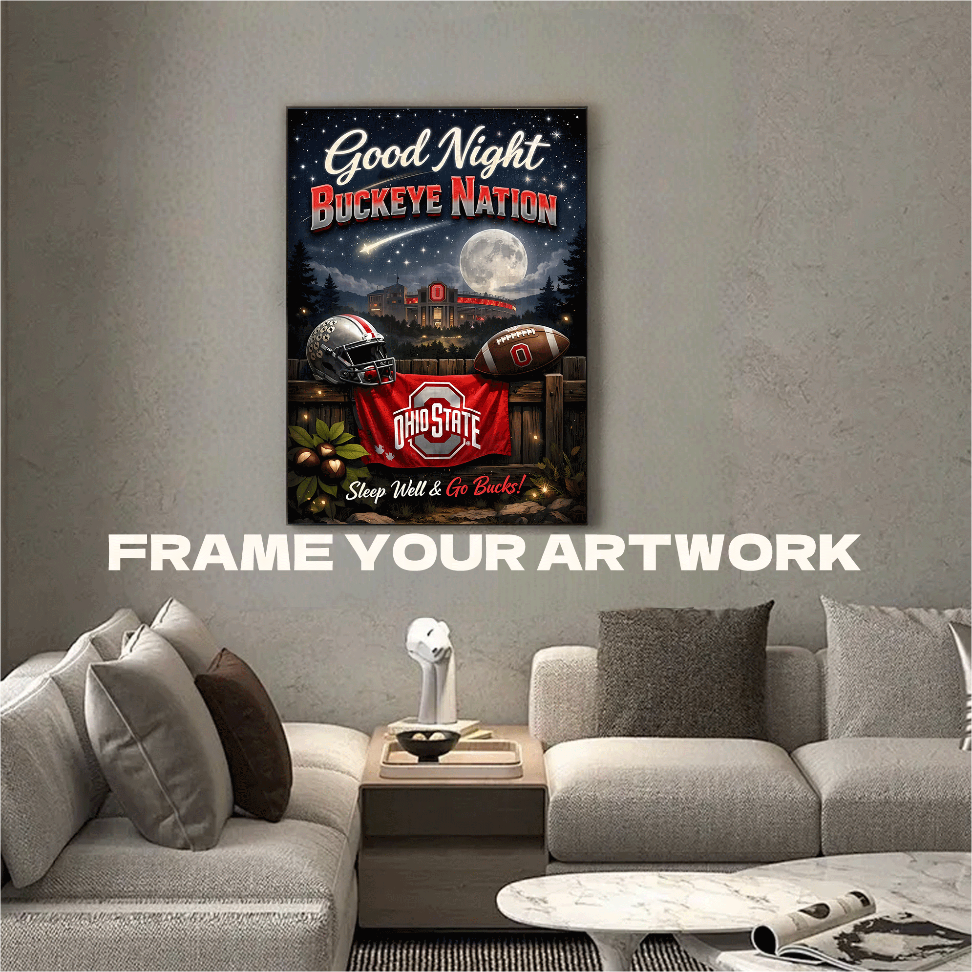 Good Night Buckeye Nation Ohio State Football Night 500pcs/1000pcs Jigsaw Puzzle, Scratch-Resistant, Interactive Family Game & Brain-Boosting DIY Decor, Perfect for Halloween, Christmas & New Year Gifts, Family Puzzle Game