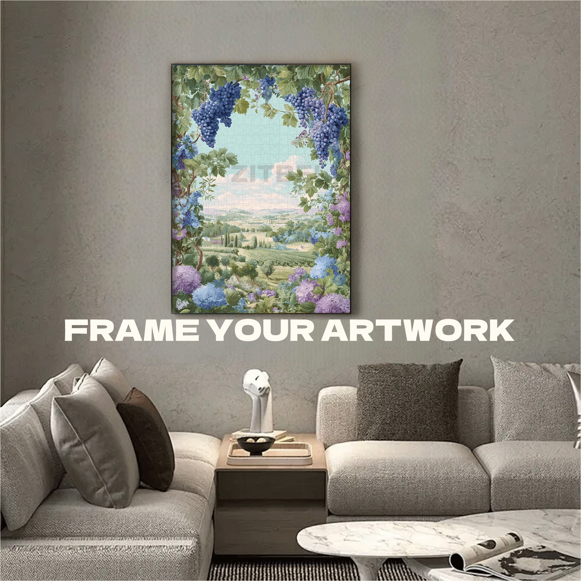Grape Vines Framing The Homeland View 500pcs/1000pcs Jigsaw Puzzle, Scratch-Resistant, Interactive Family Game & Brain-Boosting DIY Decor, Perfect for Halloween, Christmas & New Year Gifts, Family Puzzle Game