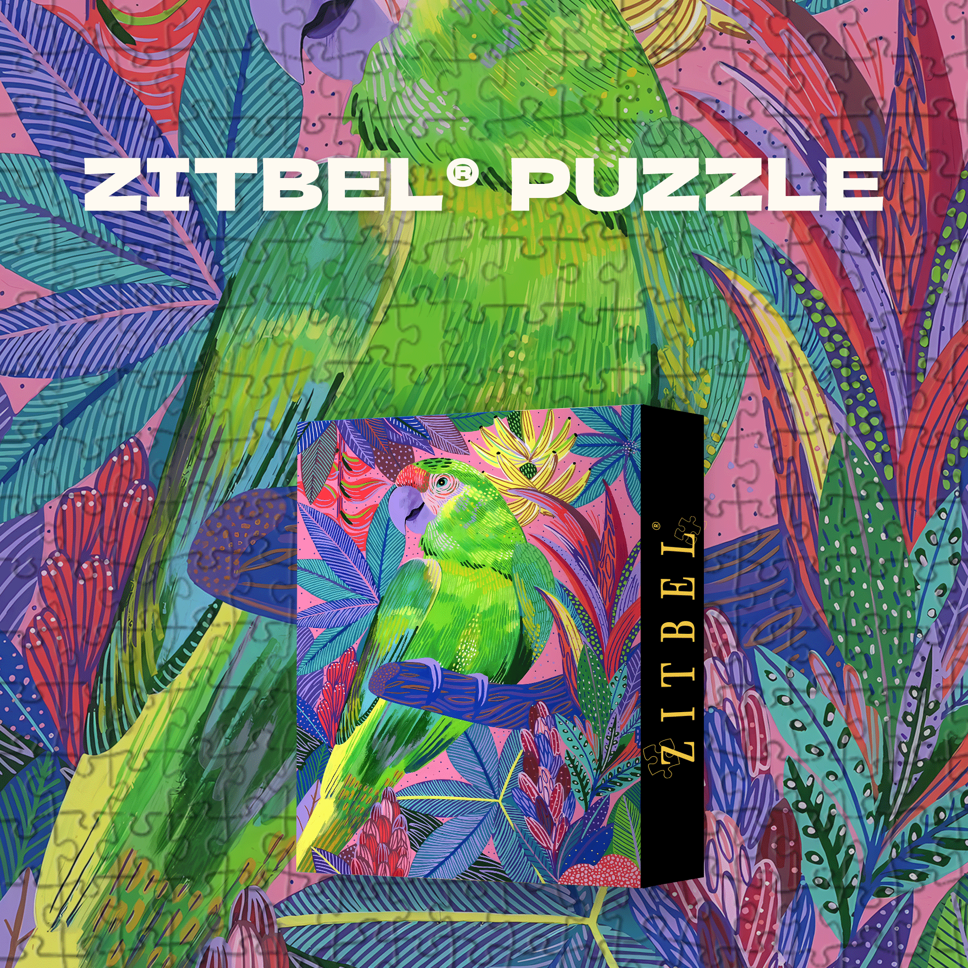 Green Parrot Perched Against A Pink Backdrop 500pcs/1000pcs Jigsaw Puzzle, Scratch-Resistant, Interactive Family Game & Brain-Boosting DIY Decor, Perfect for Halloween, Christmas & New Year Gifts, Family Puzzle Game