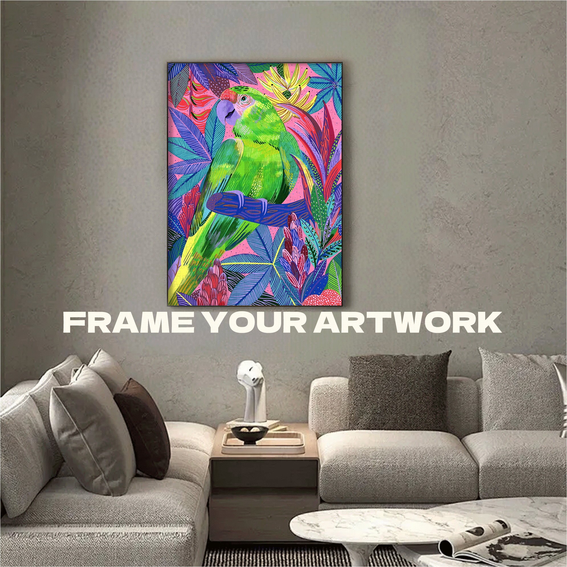 Green Parrot Perched Against A Pink Backdrop 500pcs/1000pcs Jigsaw Puzzle, Scratch-Resistant, Interactive Family Game & Brain-Boosting DIY Decor, Perfect for Halloween, Christmas & New Year Gifts, Family Puzzle Game
