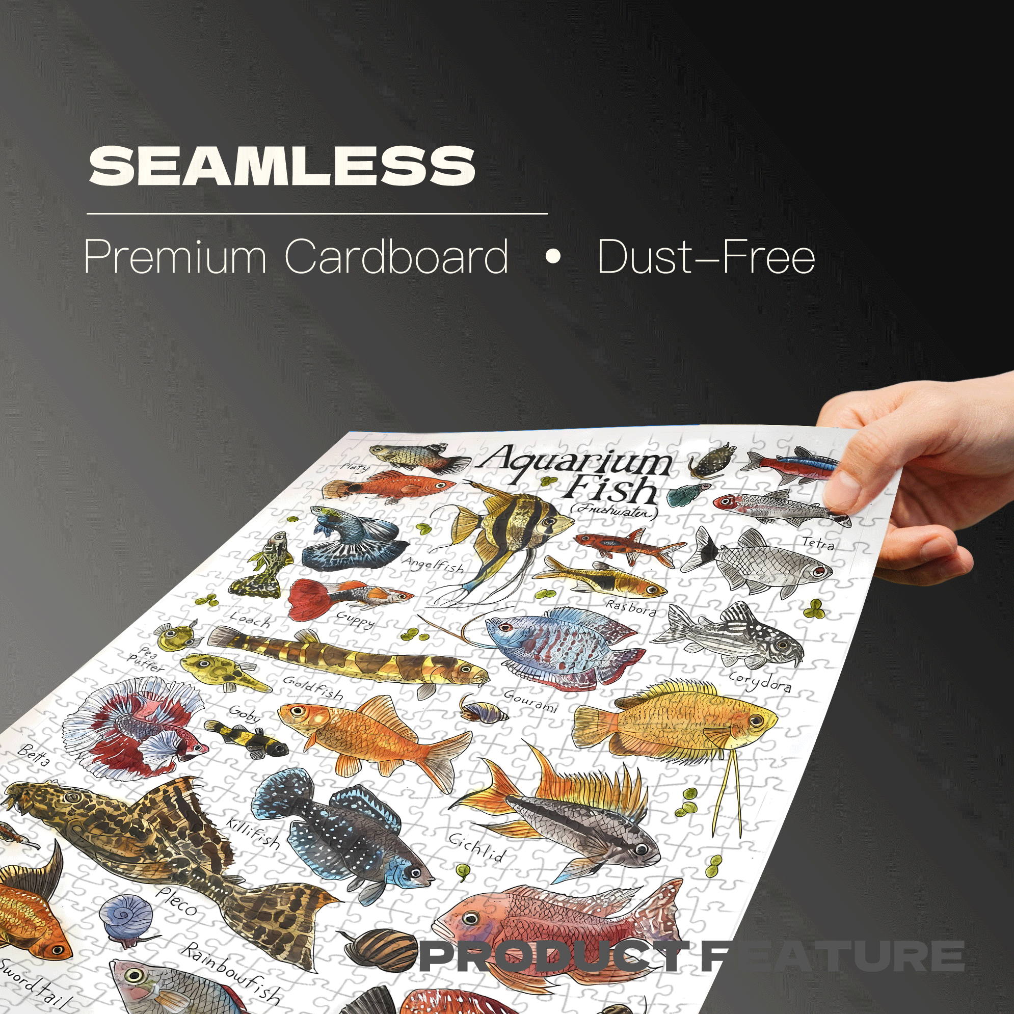 Hand-drawn Field Guide To Freshwater Aquarium Fish 500pcs/1000pcs Jigsaw Puzzle, Scratch-Resistant, Interactive Family Game & Brain-Boosting DIY Decor, Perfect for Halloween, Christmas & New Year Gifts, Family Puzzle Game