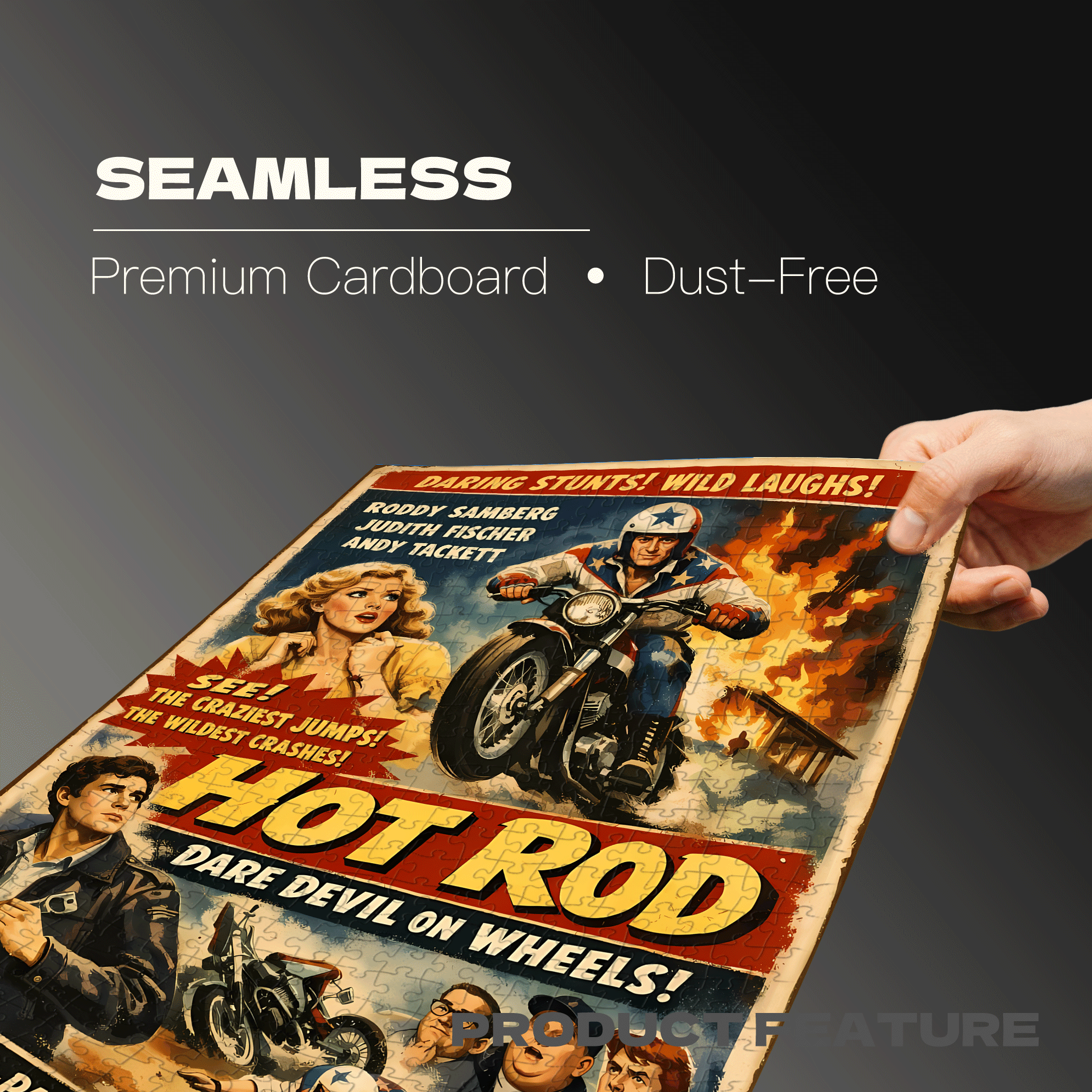 Hot Rod Poster 500pcs/1000pcs Jigsaw Puzzle, Scratch-Resistant, Interactive Family Game & Brain-Boosting DIY Decor, Perfect for Halloween, Christmas & New Year Gifts, Family Puzzle Game
